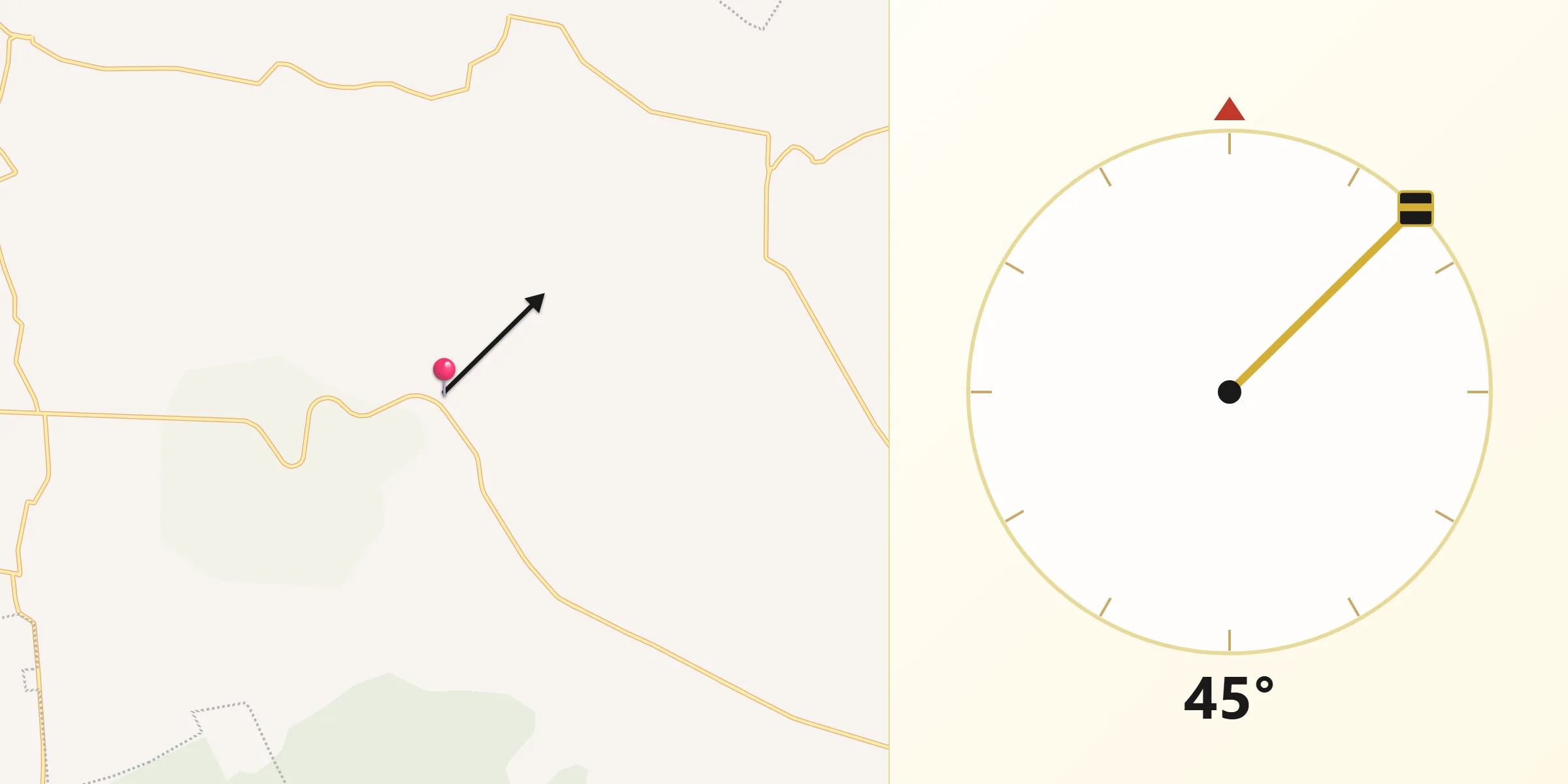 Dirección de la Qibla desde La Laja