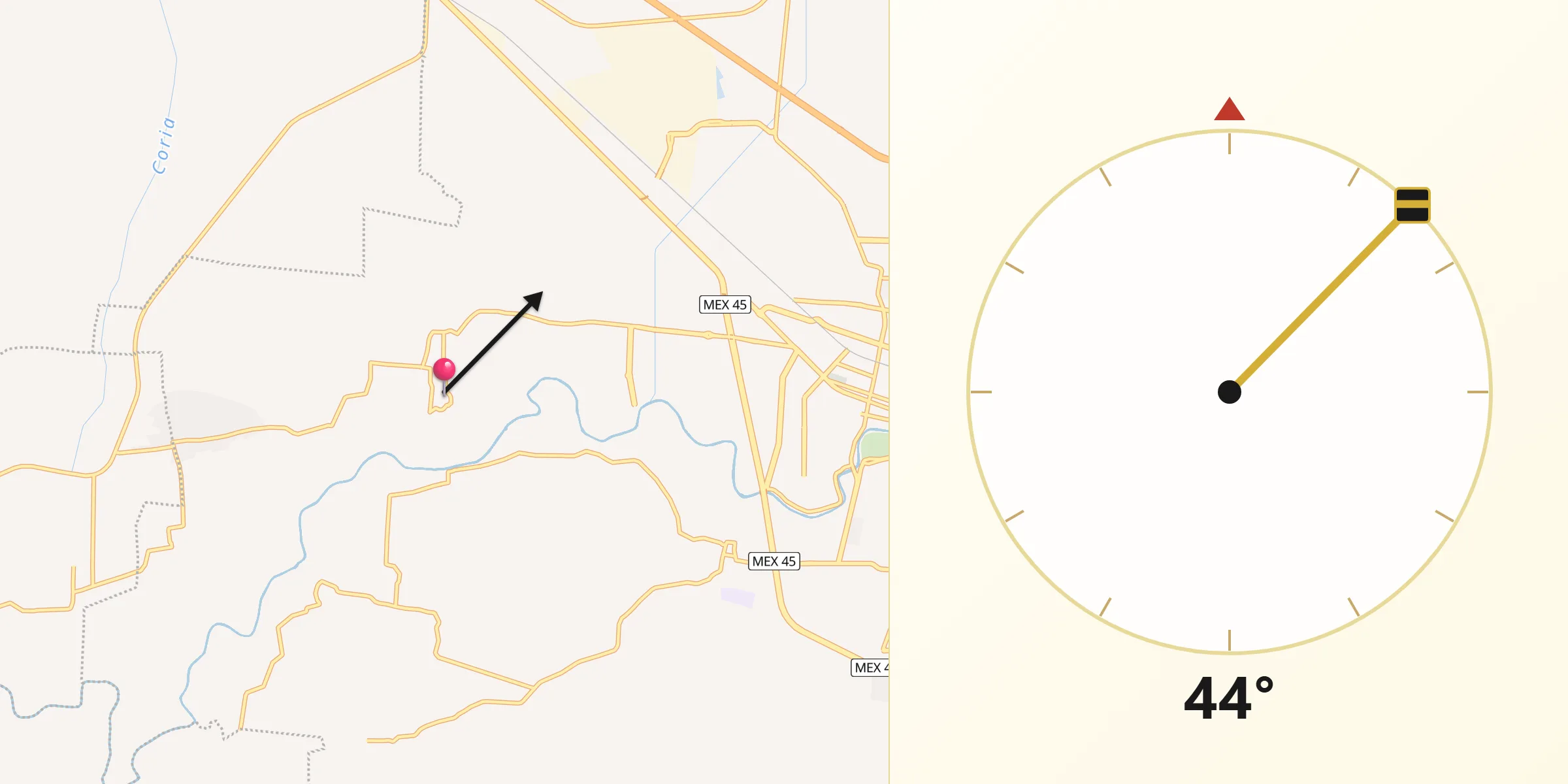 Dirección de la Qibla desde Los Prietos