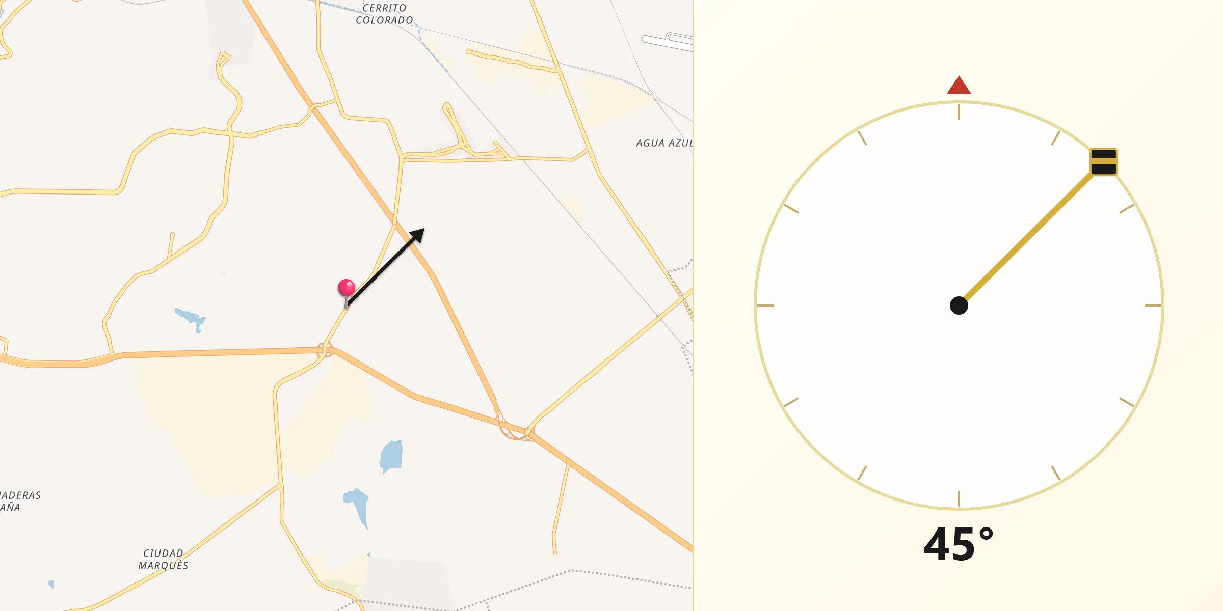 Dirección de la Qibla desde La Piedad