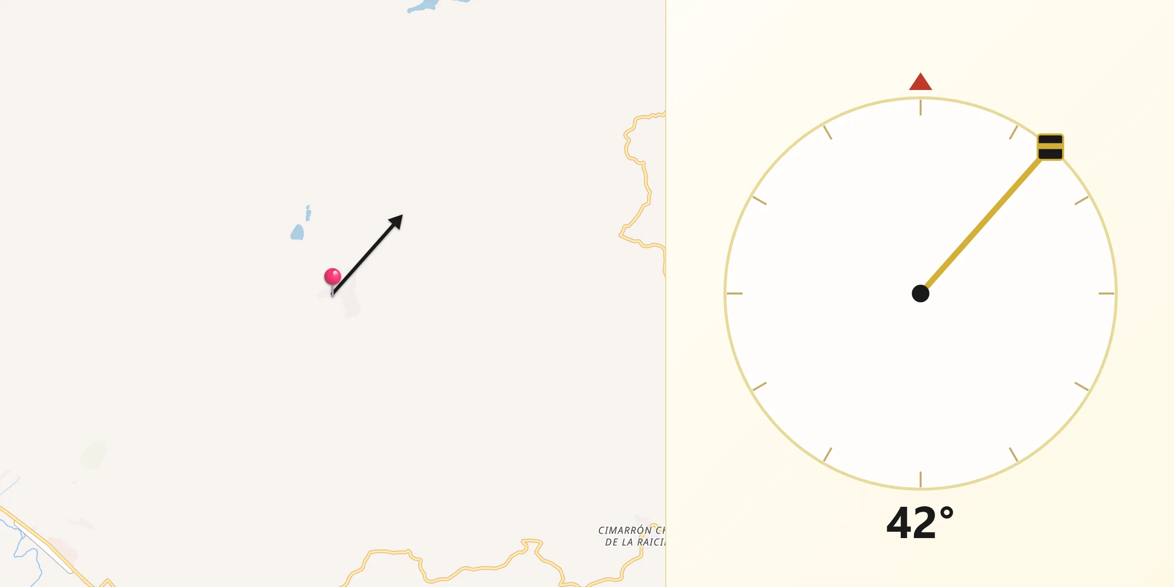 Dirección de la Qibla desde El Pantano