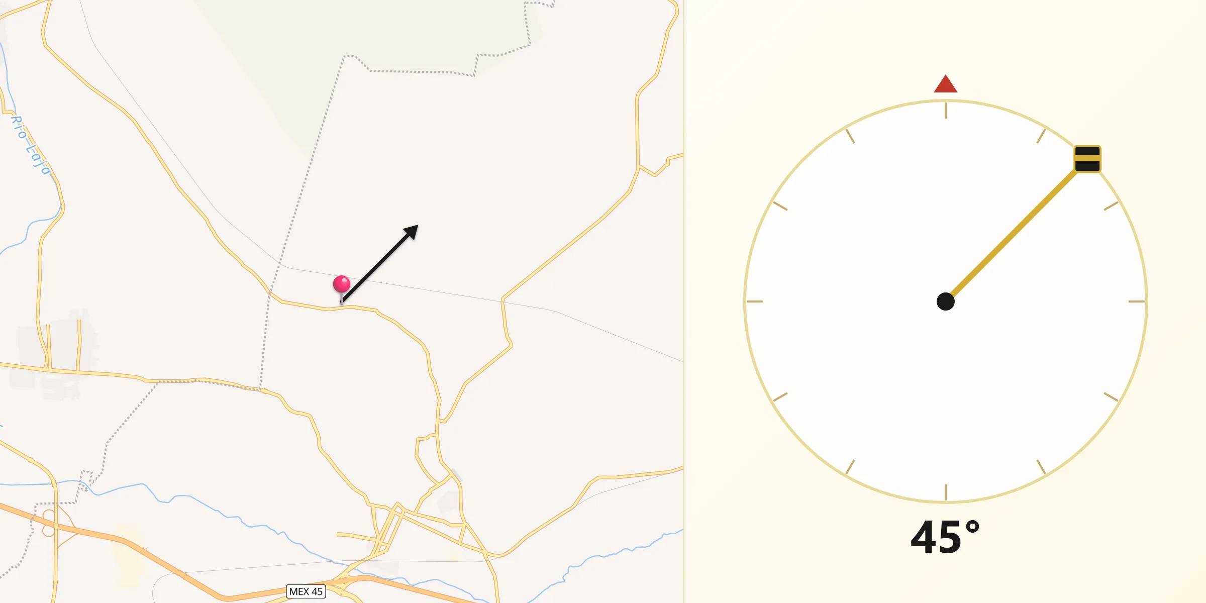 Dirección de la Qibla desde Jocoqui