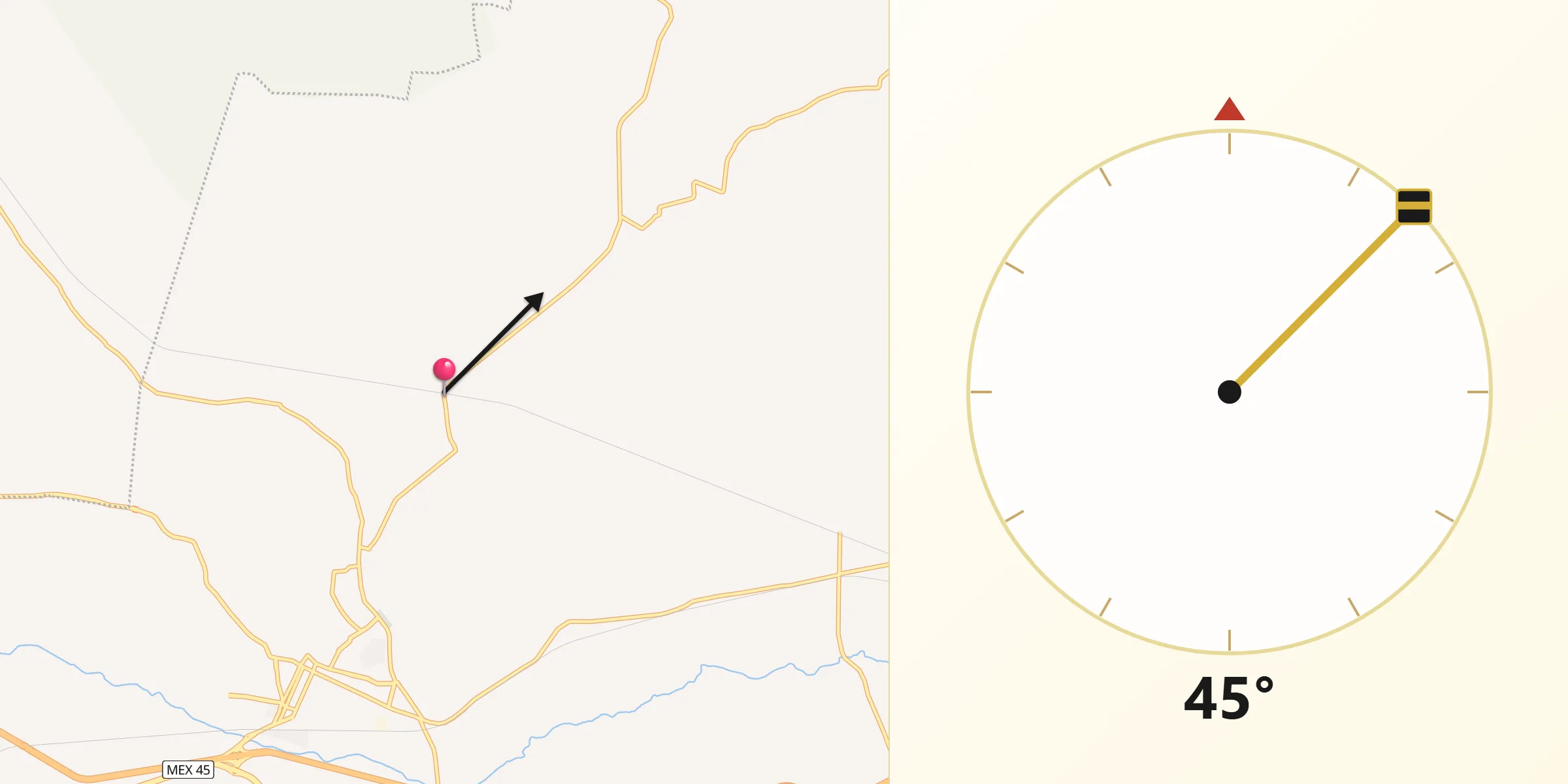 Dirección de la Qibla desde El Vicarlo