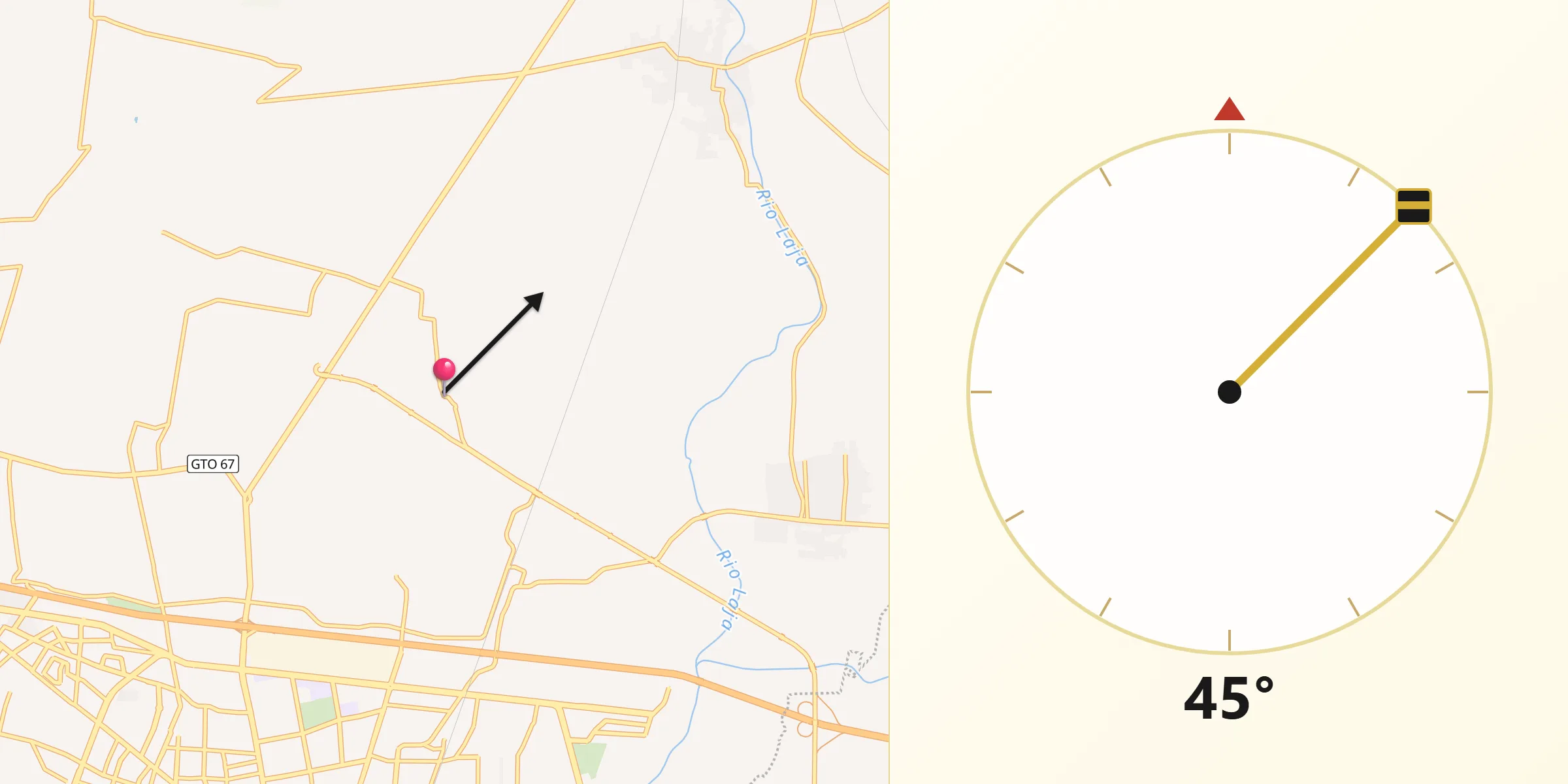 Dirección de la Qibla desde Plancarte