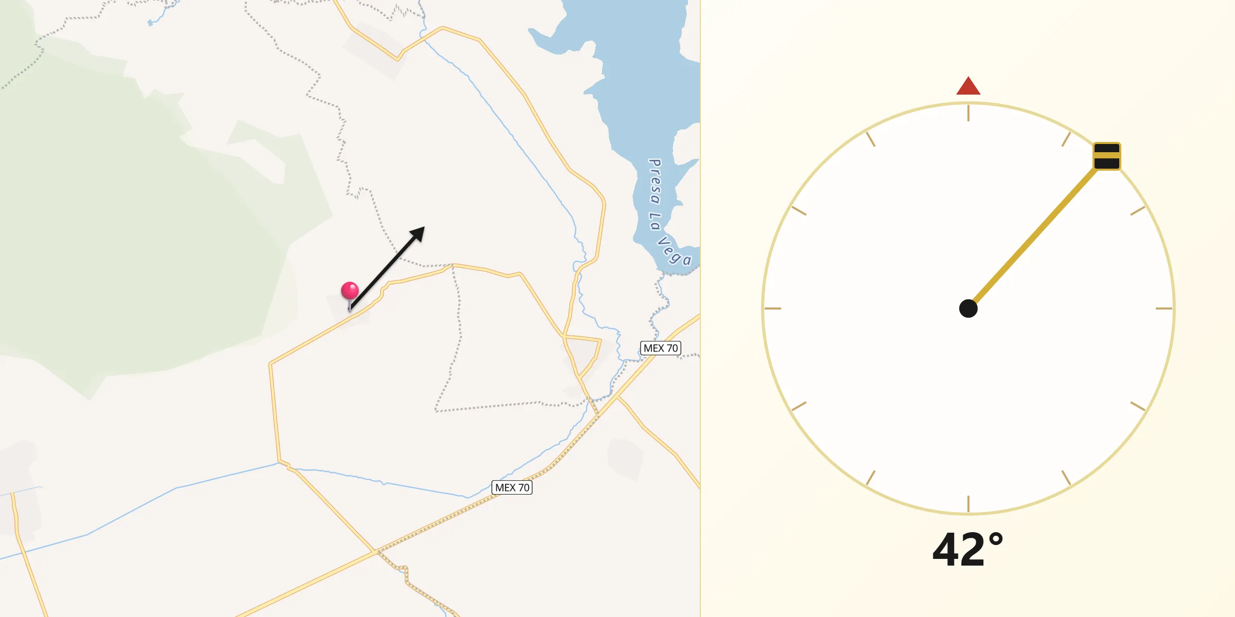 Dirección de la Qibla desde Punta de la Vega