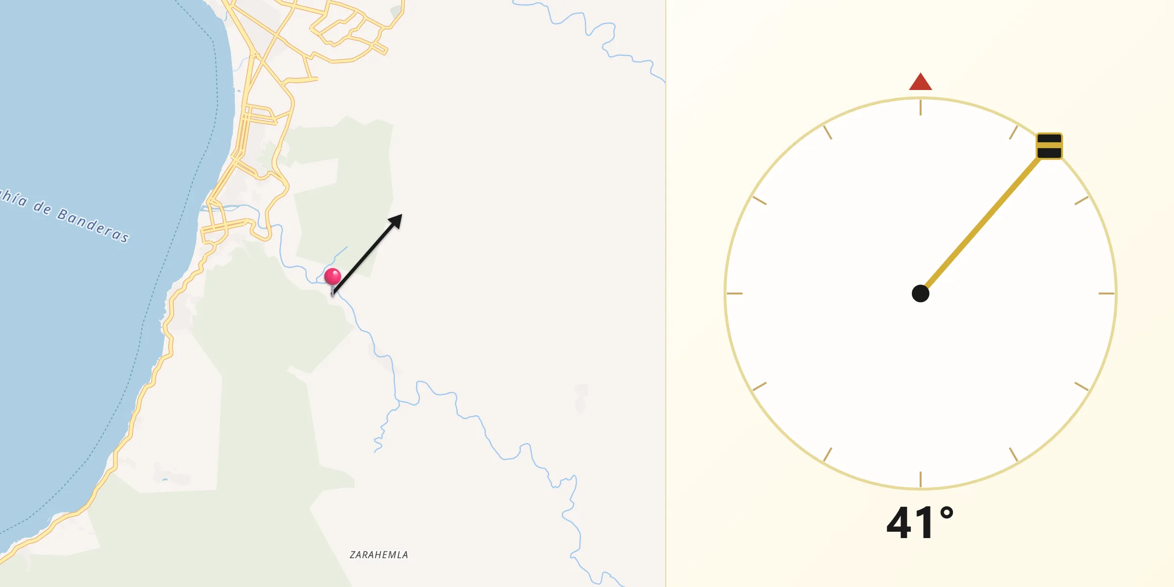 Dirección de la Qibla desde Colonia los Robles