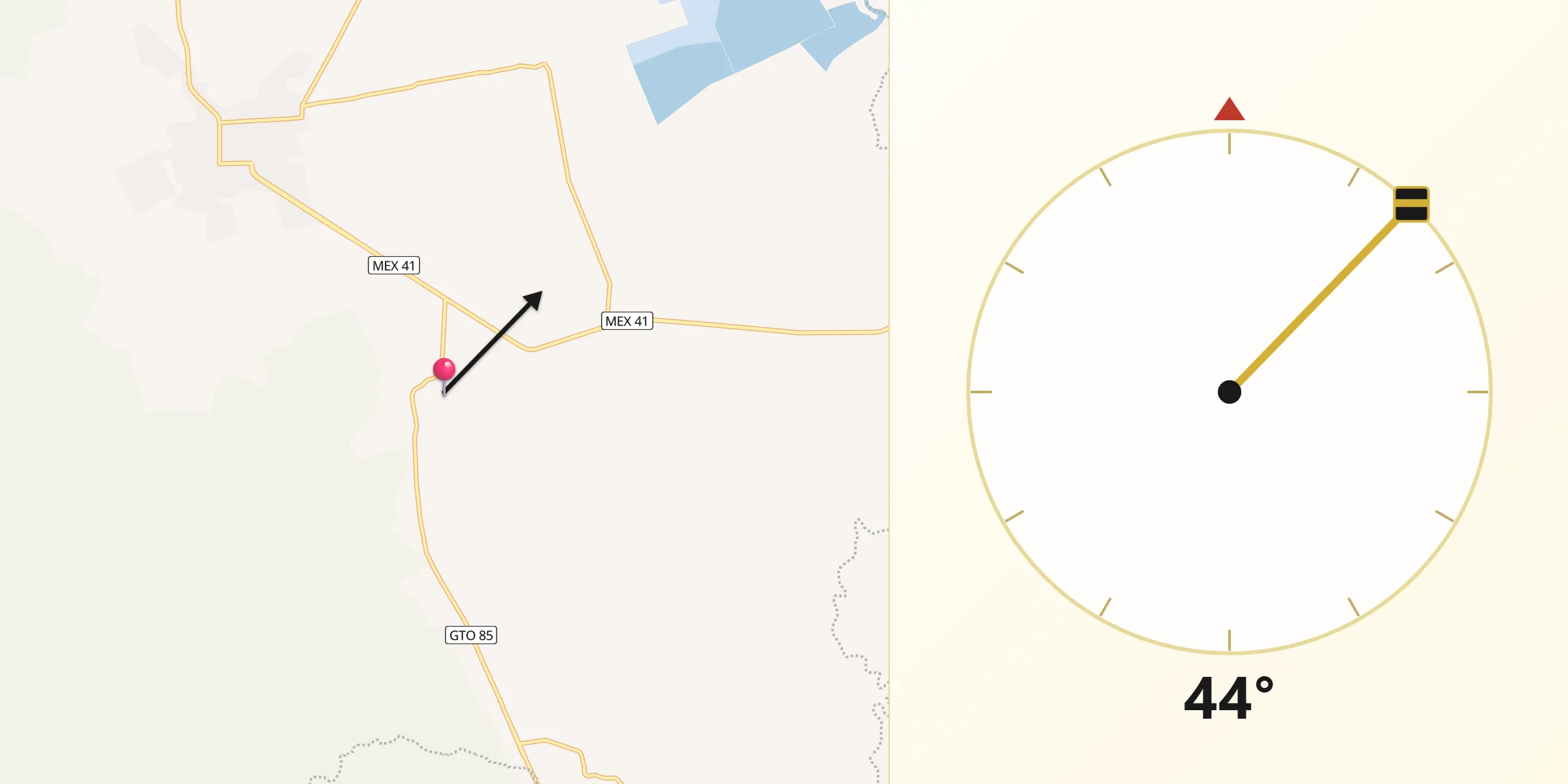 Dirección de la Qibla desde Tupataro
