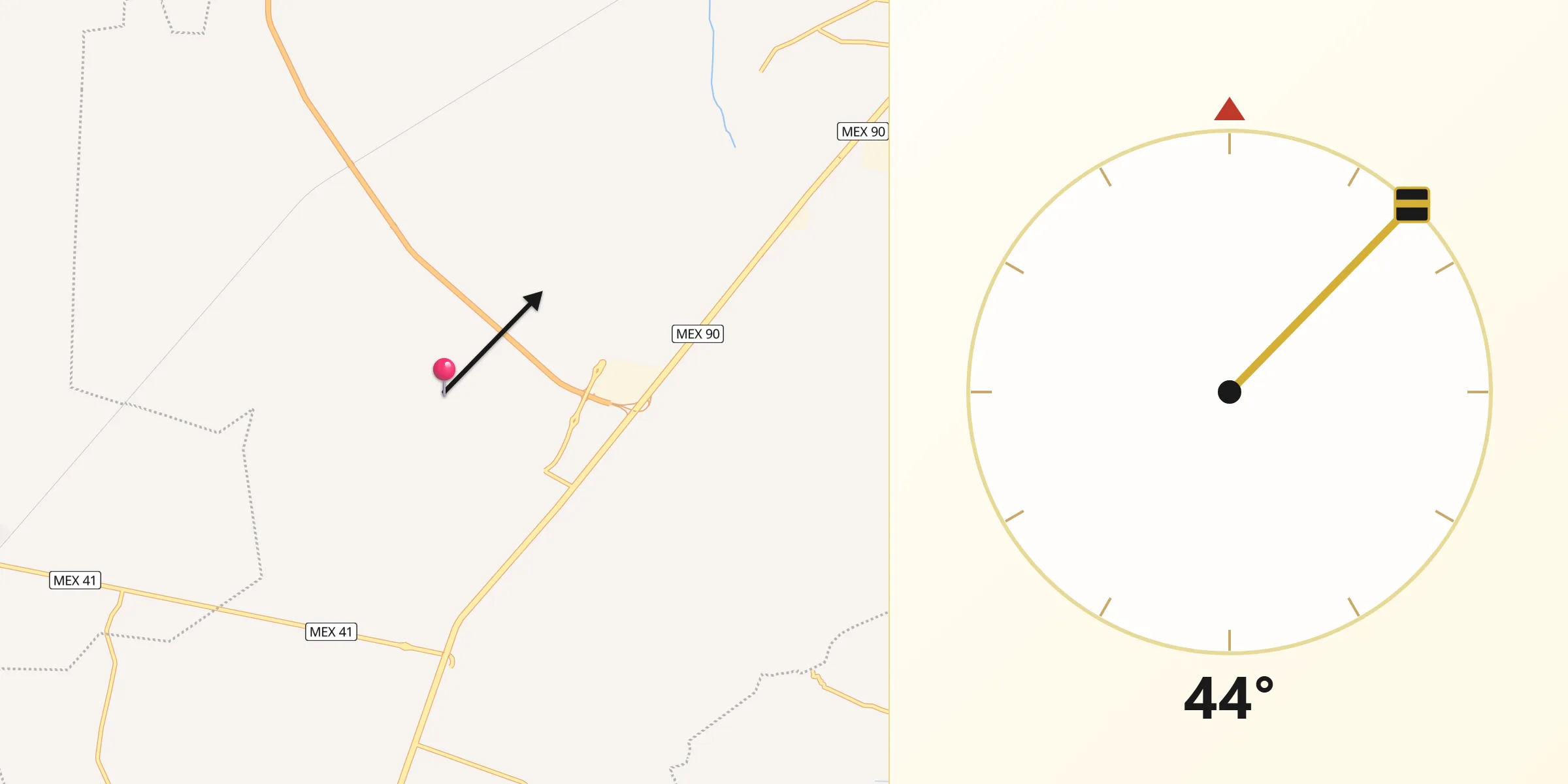 Dirección de la Qibla desde Colonia Morelos de Guadalupe de Rivera
