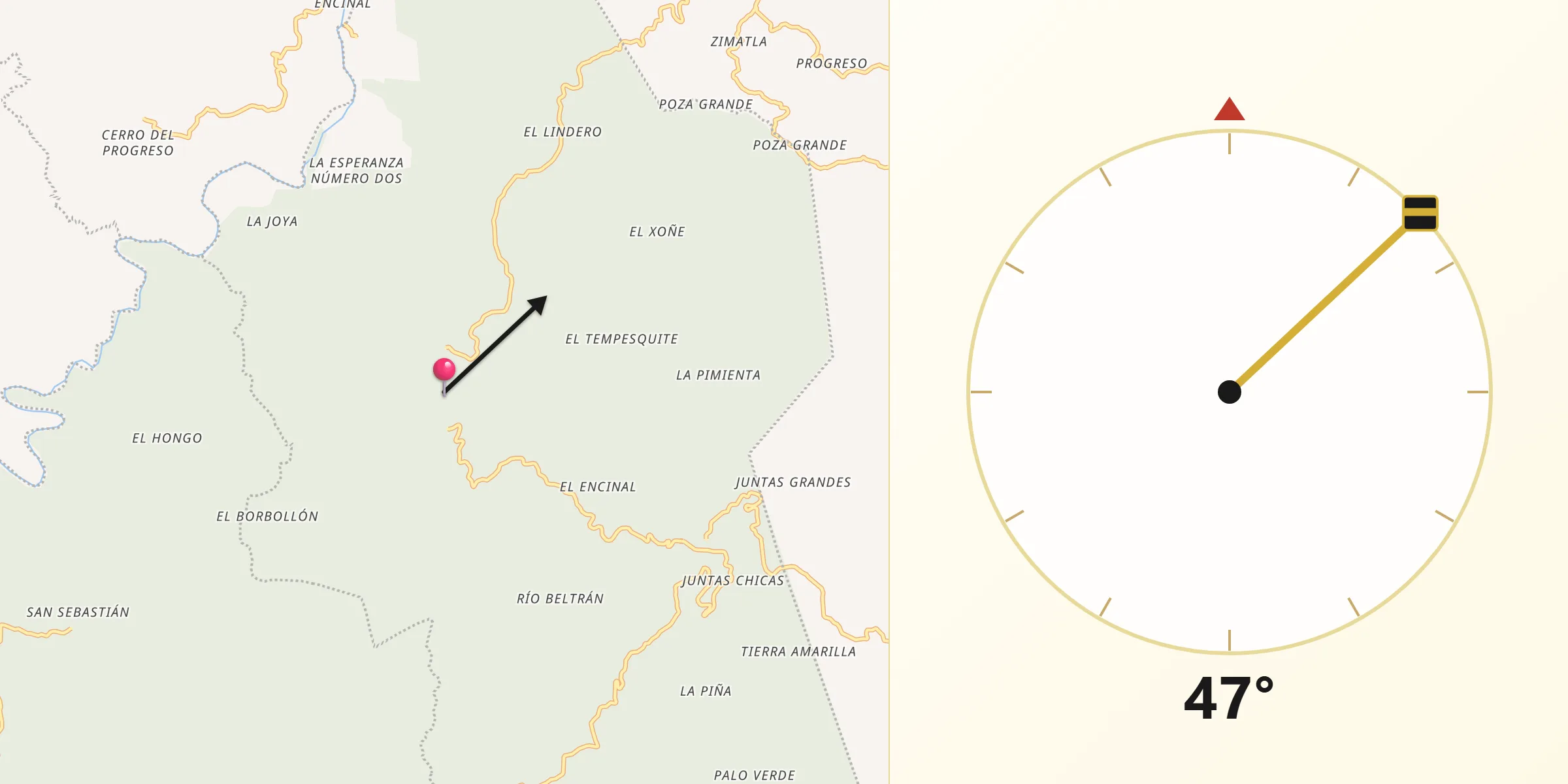 Dirección de la Qibla desde San Lorenzo Achiotepec