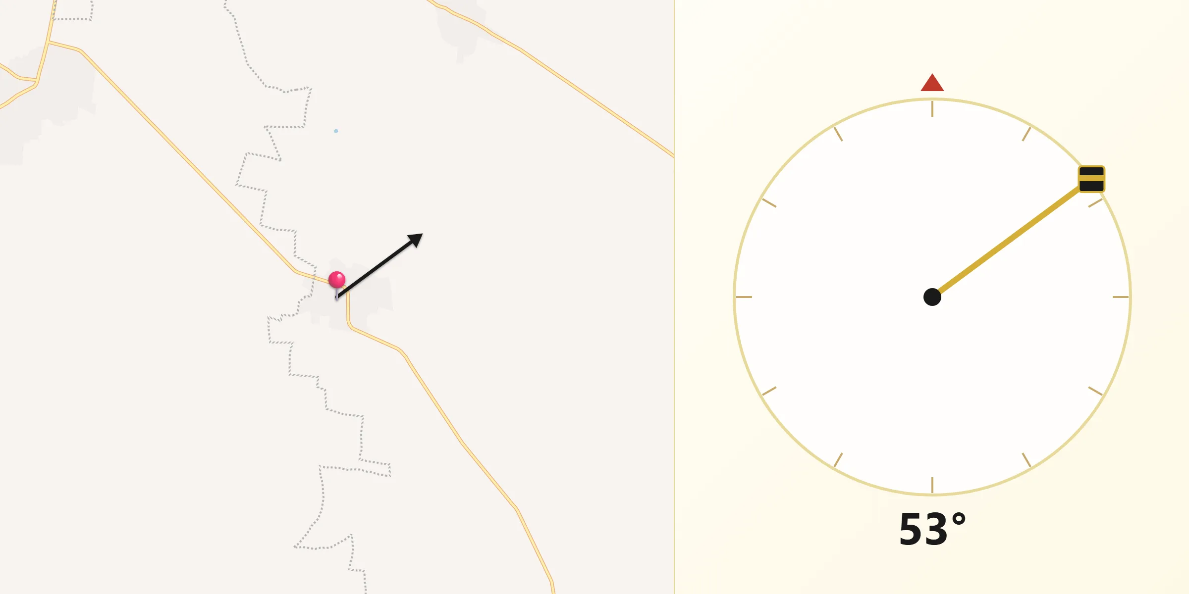 Dirección de la Qibla desde Xocen