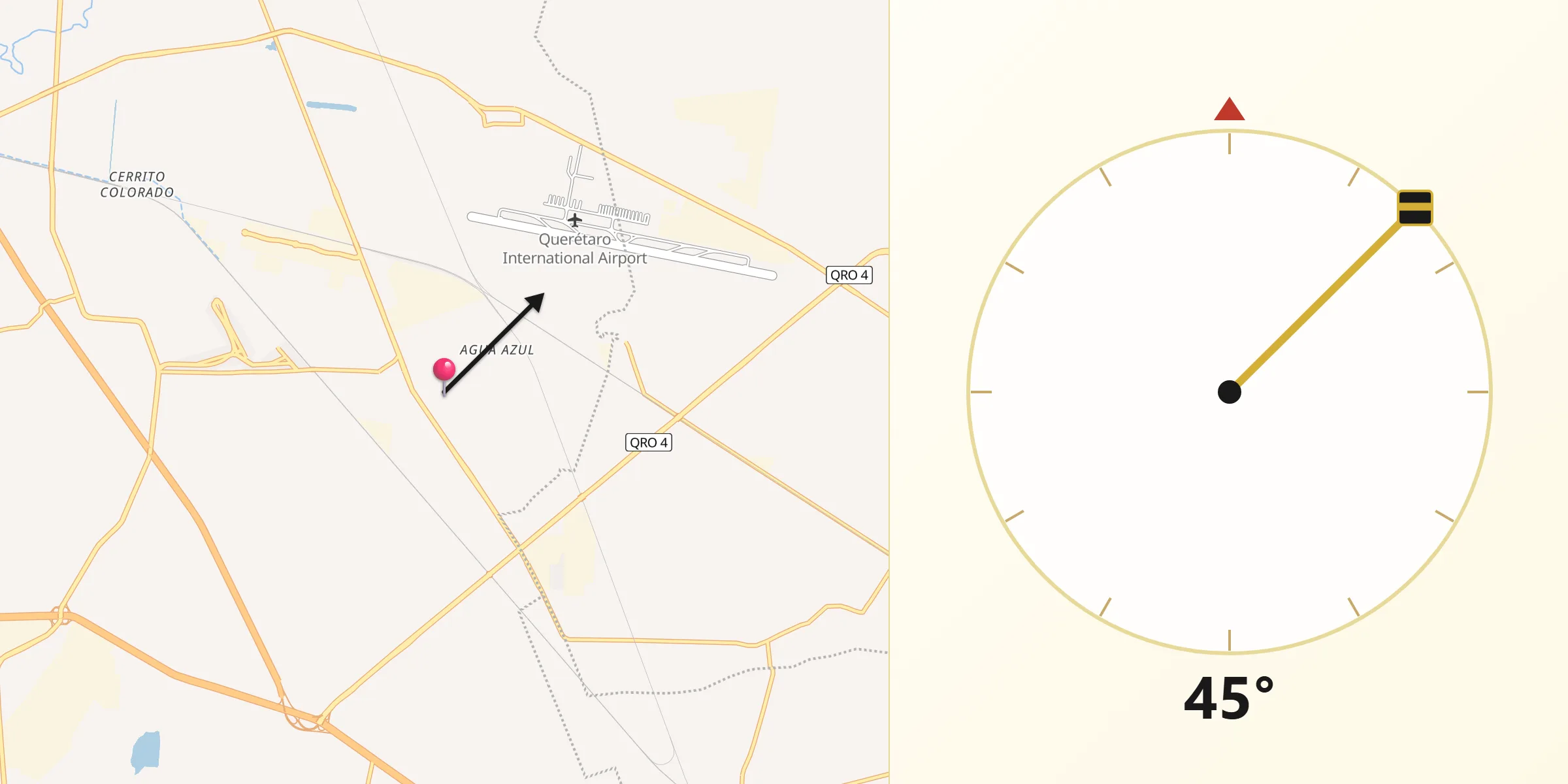 Dirección de la Qibla desde Coyotillos