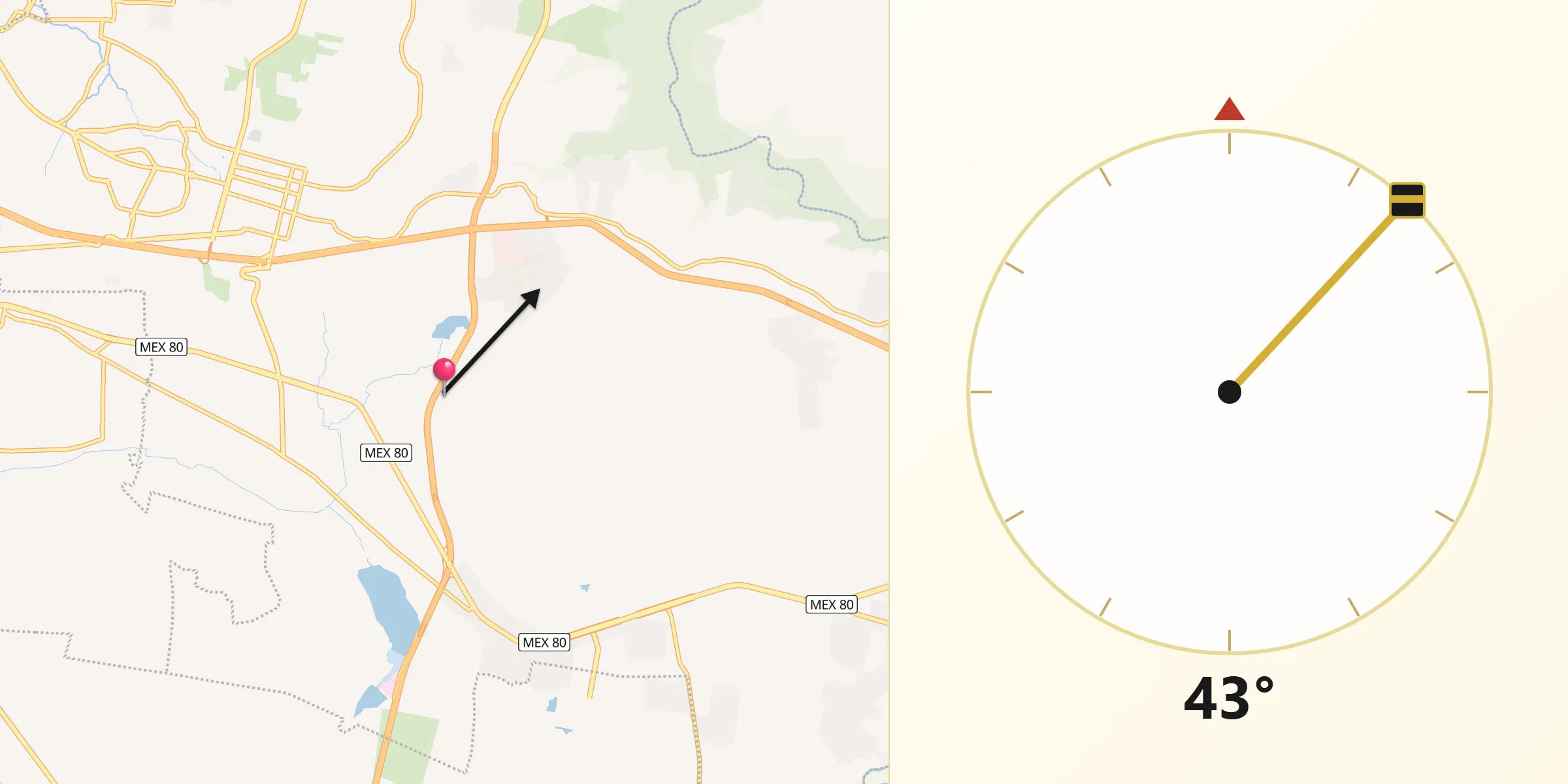 Dirección de la Qibla desde Colonia Bosques del Sol