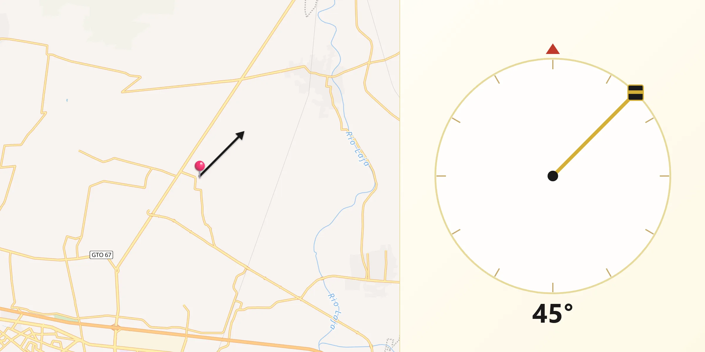 Dirección de la Qibla desde Tenería del Santuario