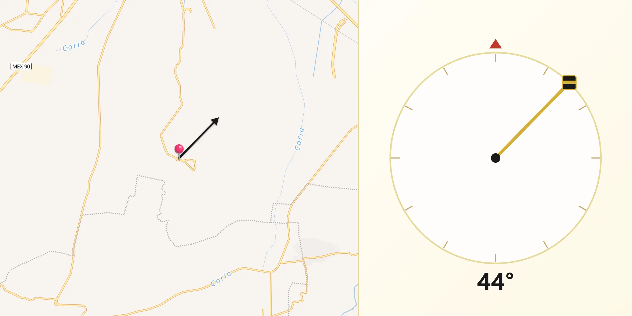 Dirección de la Qibla desde San Roque