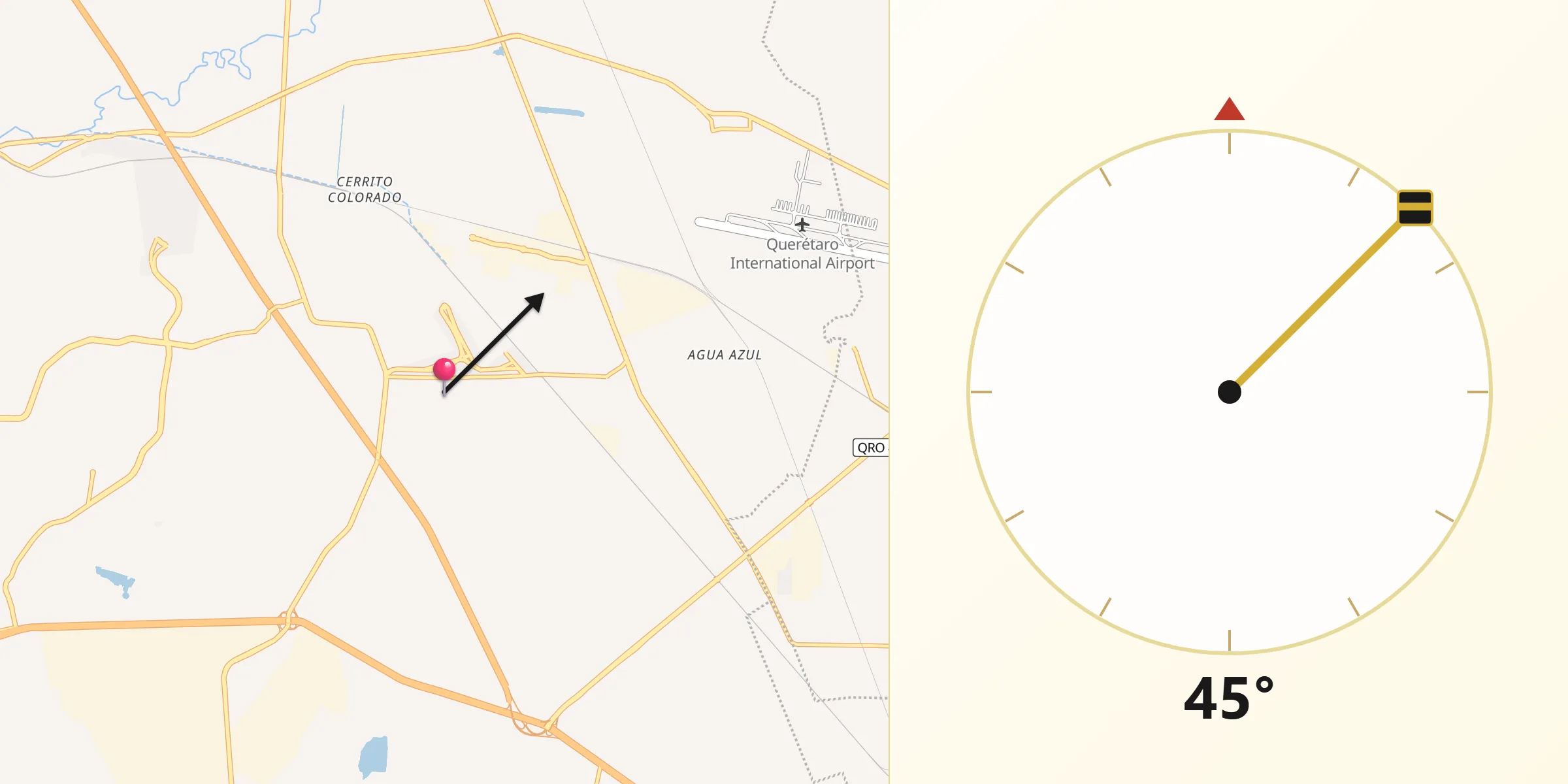 Dirección de la Qibla desde La Loma