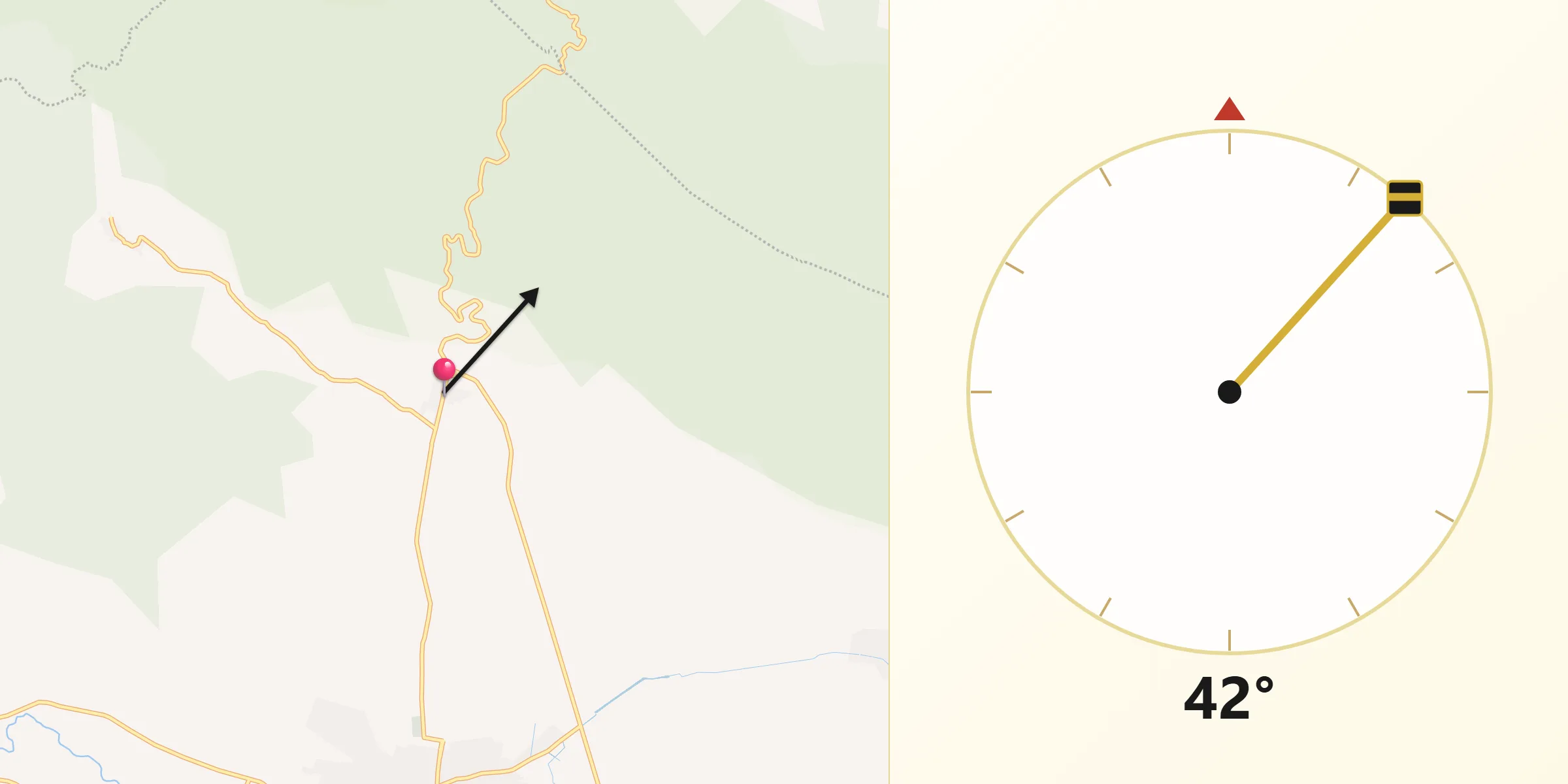 Dirección de la Qibla desde El Portezuelo