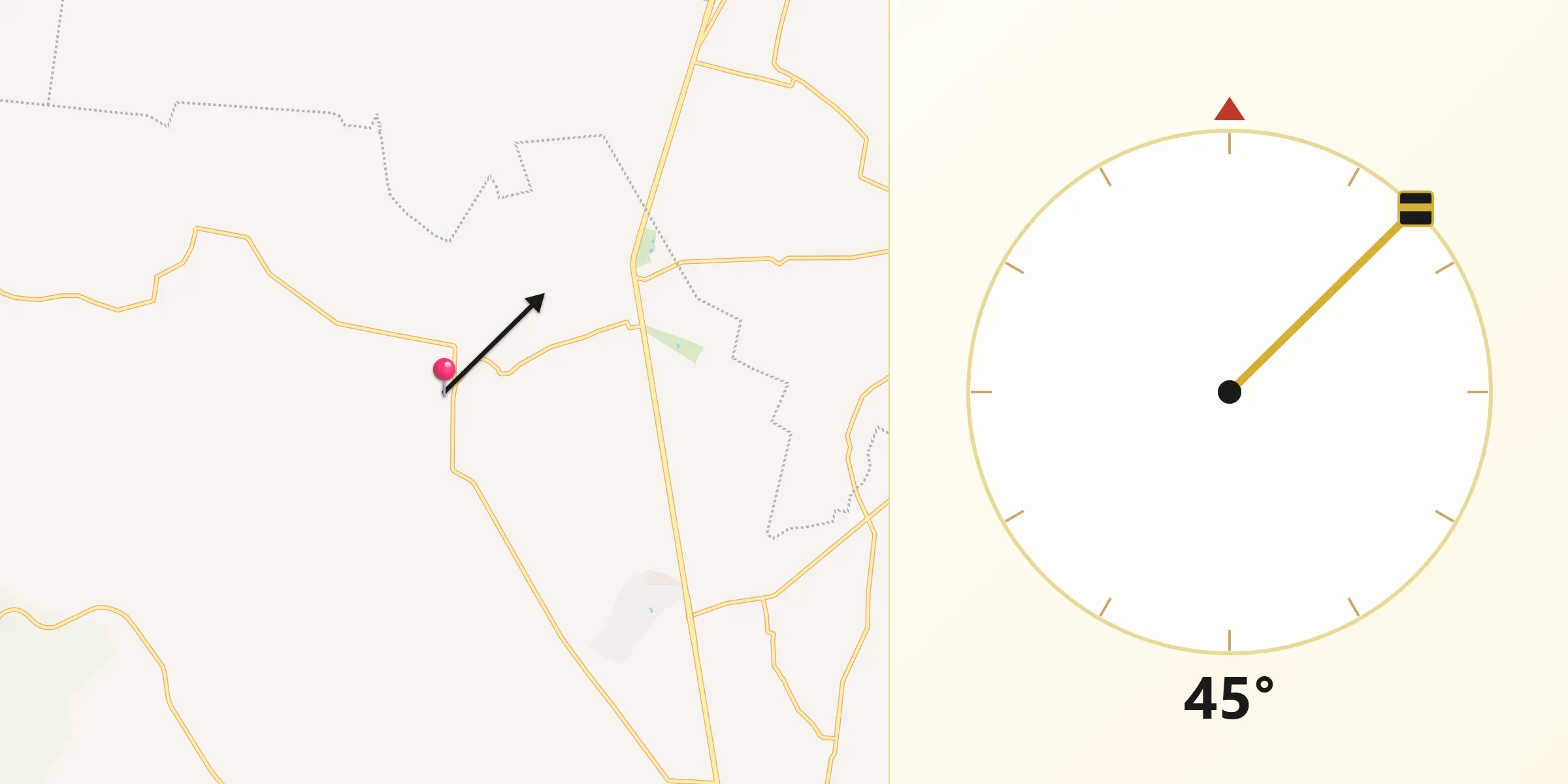 Dirección de la Qibla desde Santillán