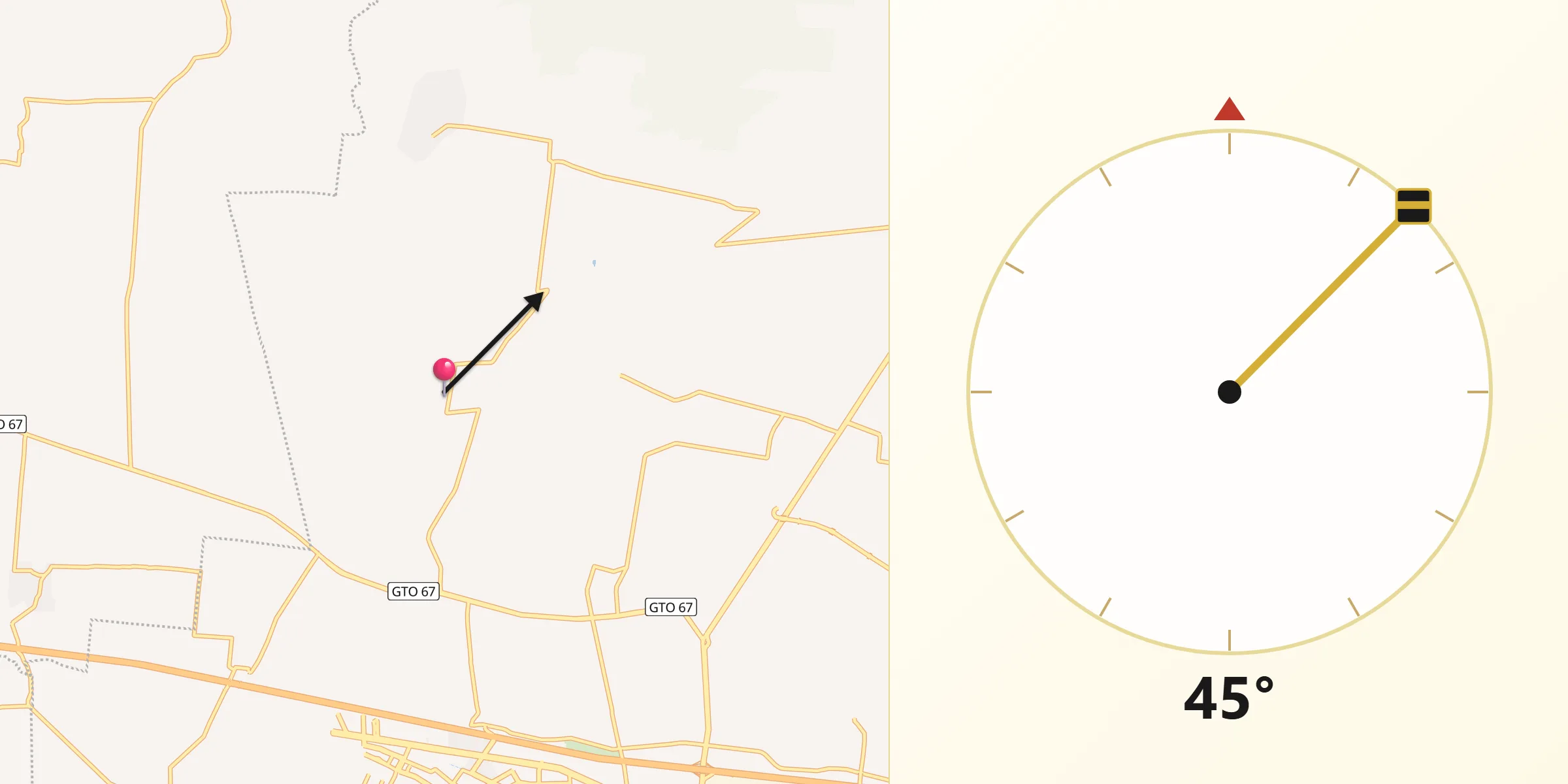 Dirección de la Qibla desde Gasca