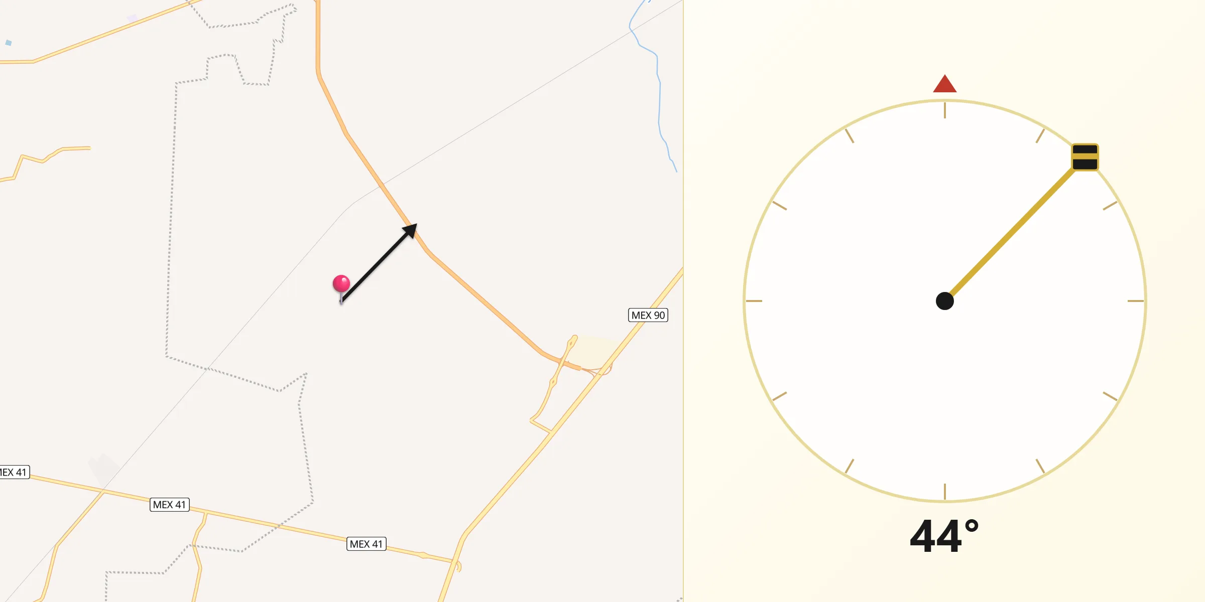 Dirección de la Qibla desde Guadalupe de Rivera