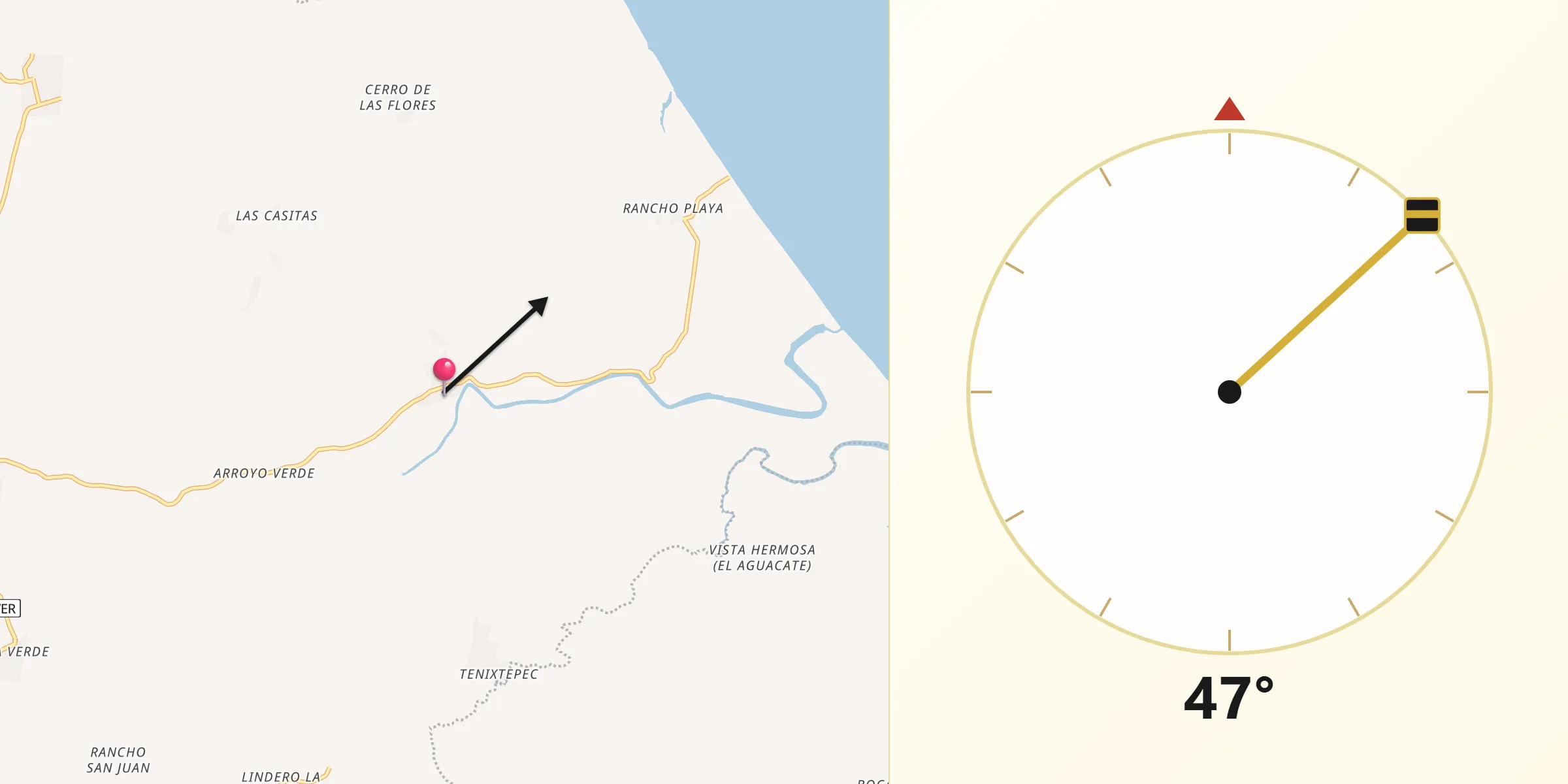 Dirección de la Qibla desde Puente de Piedra