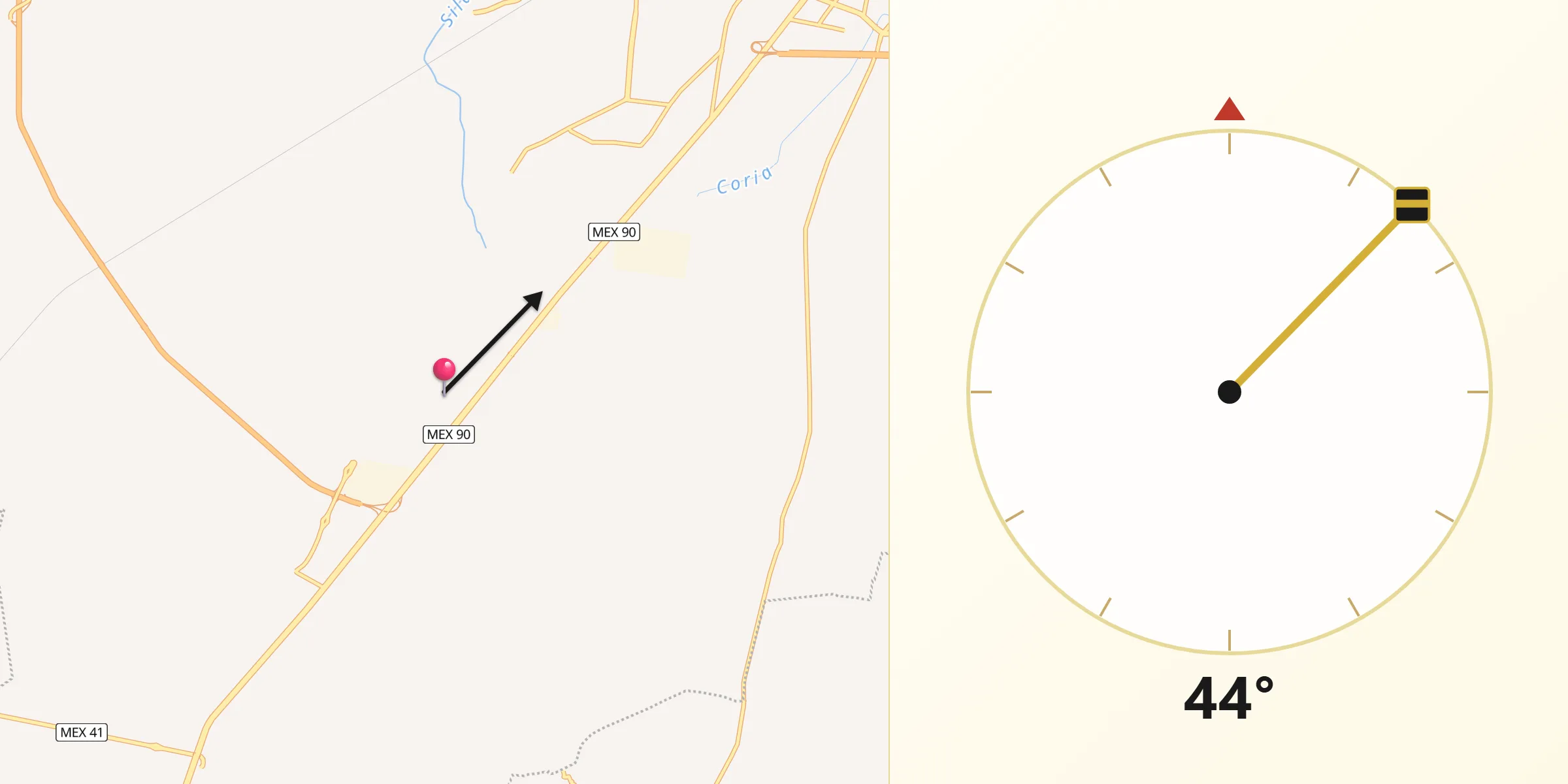 Dirección de la Qibla desde La Soledad