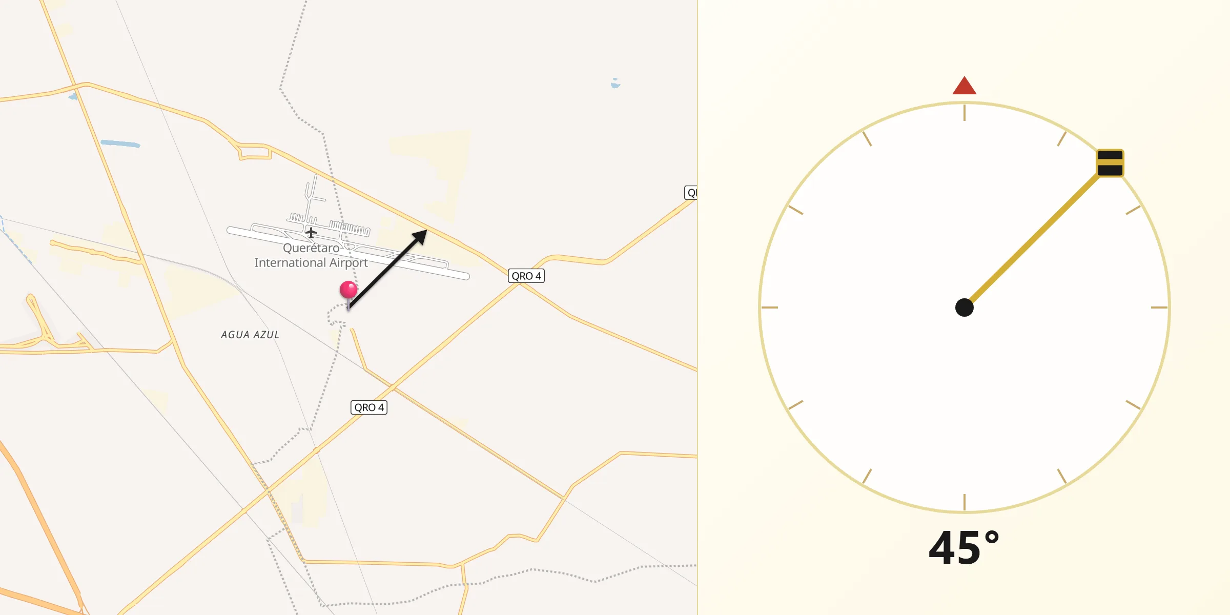 Dirección de la Qibla desde Viborillas