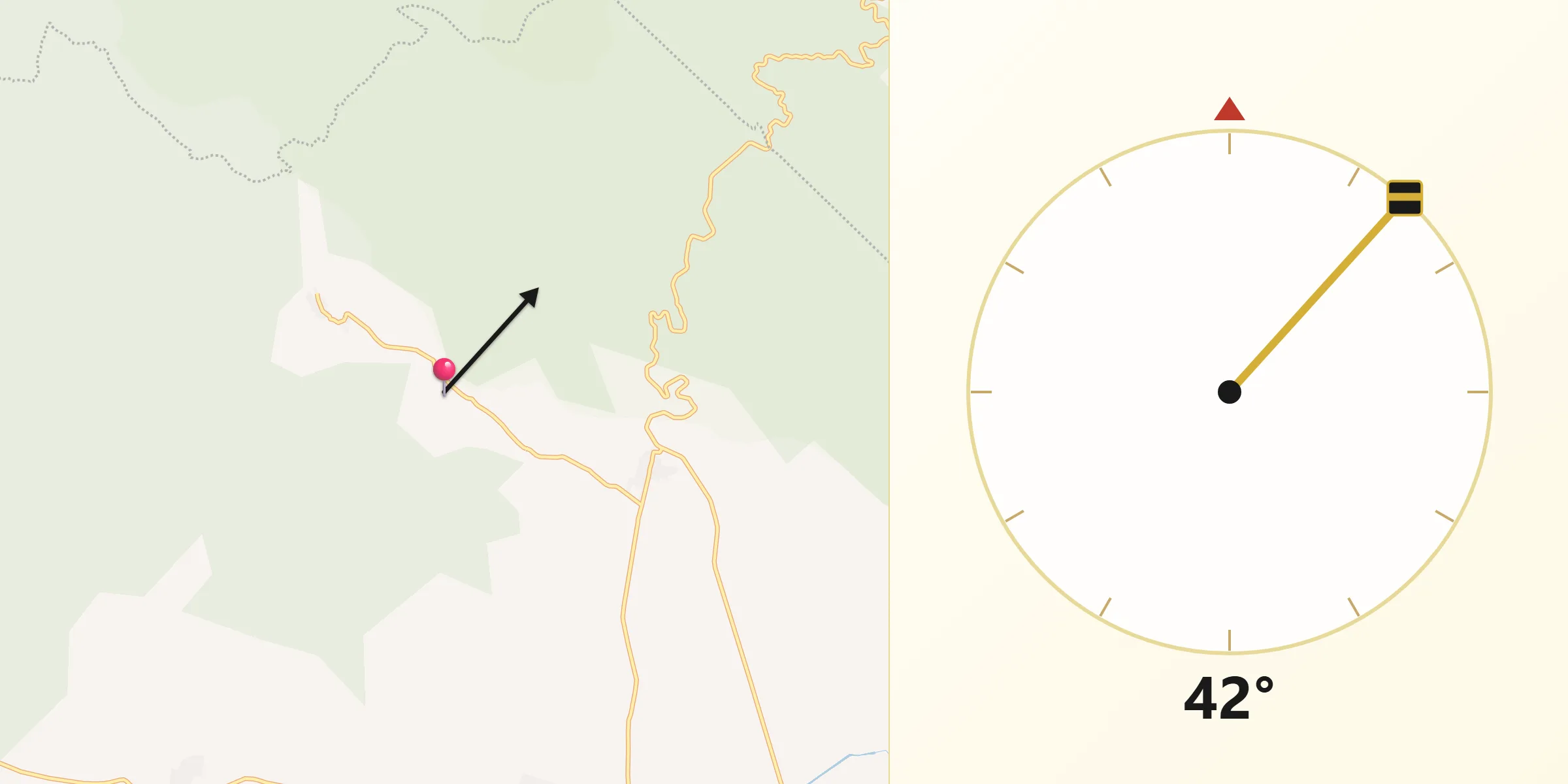Dirección de la Qibla desde El Arco Ameca