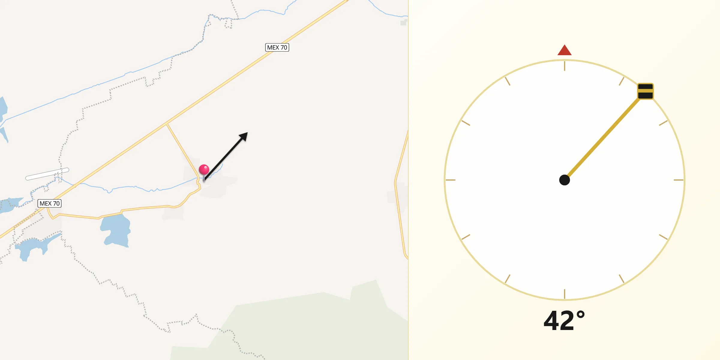 Dirección de la Qibla desde Cuisillos