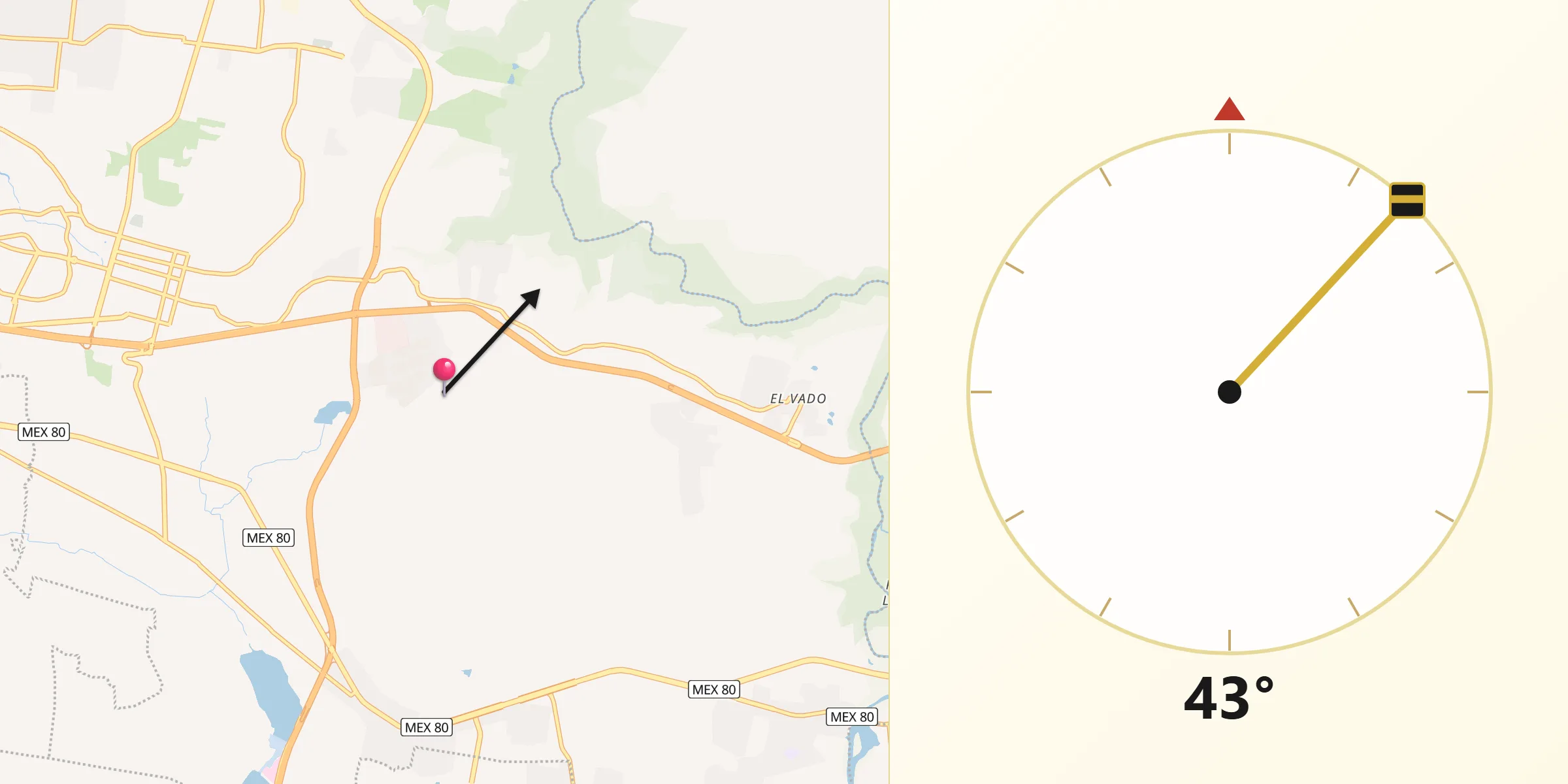 Dirección de la Qibla desde Tonalá