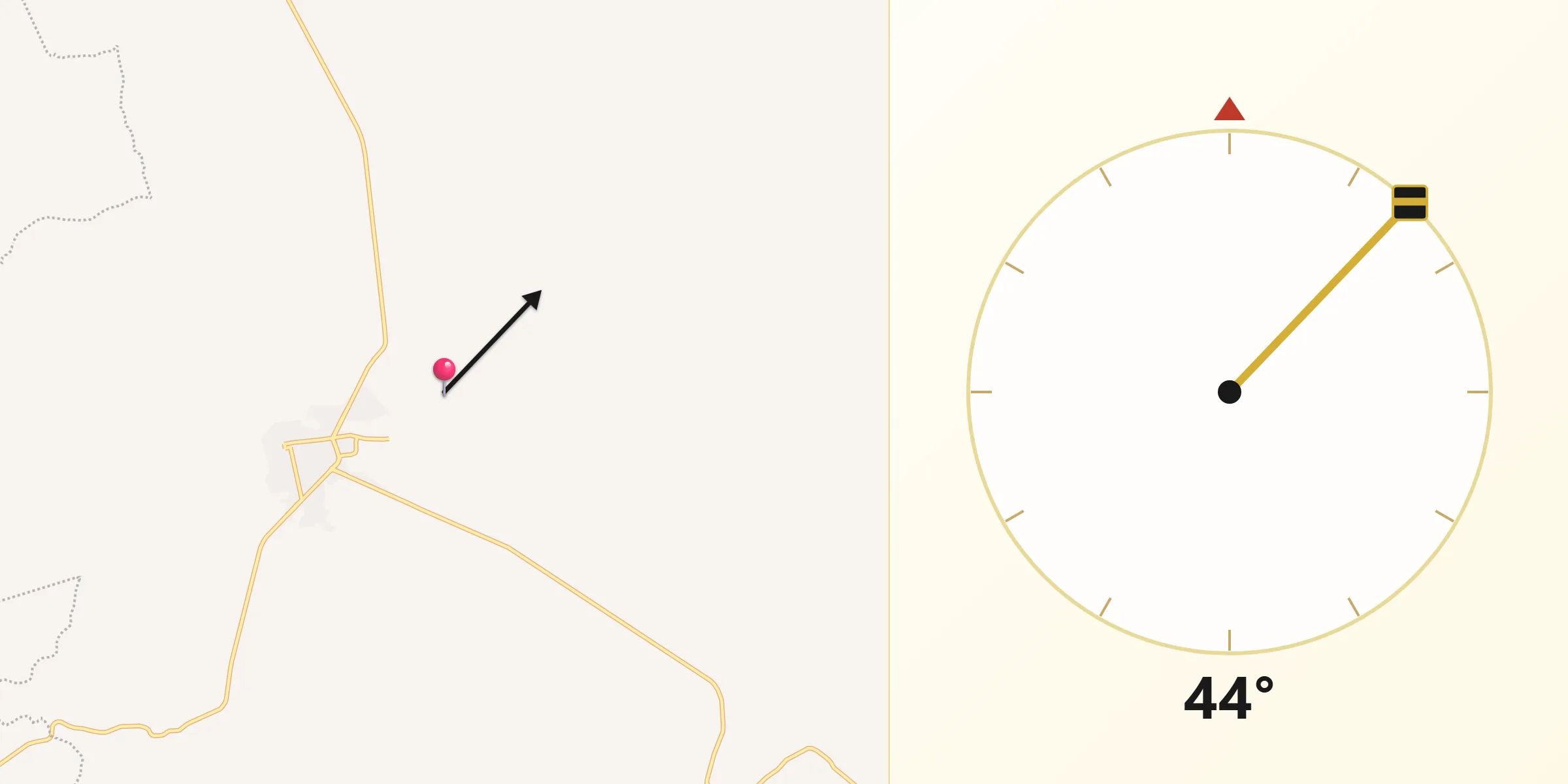 Dirección de la Qibla desde La Gila