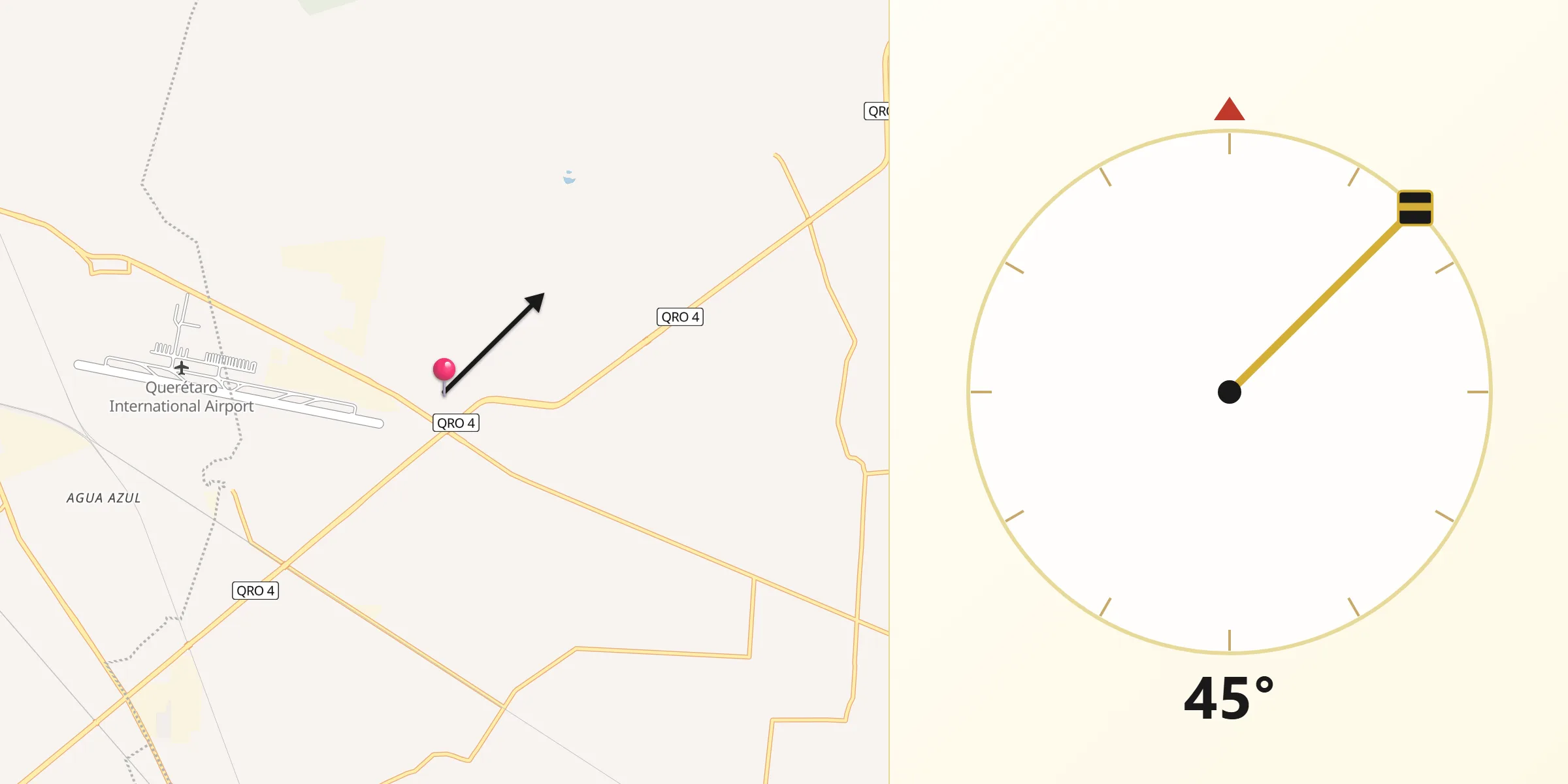 Dirección de la Qibla desde Galeras