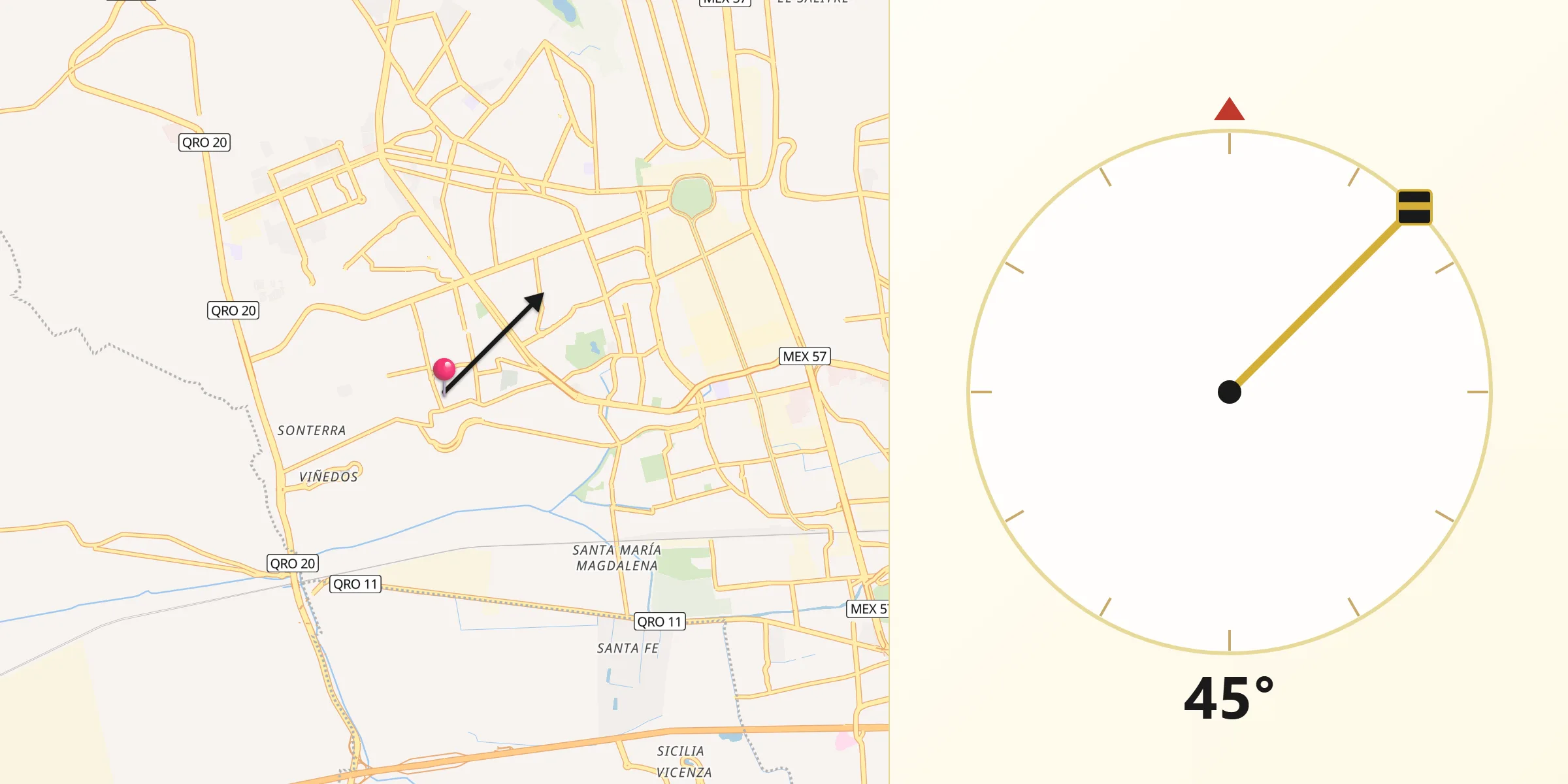 Dirección de la Qibla desde San Pedro Mártir
