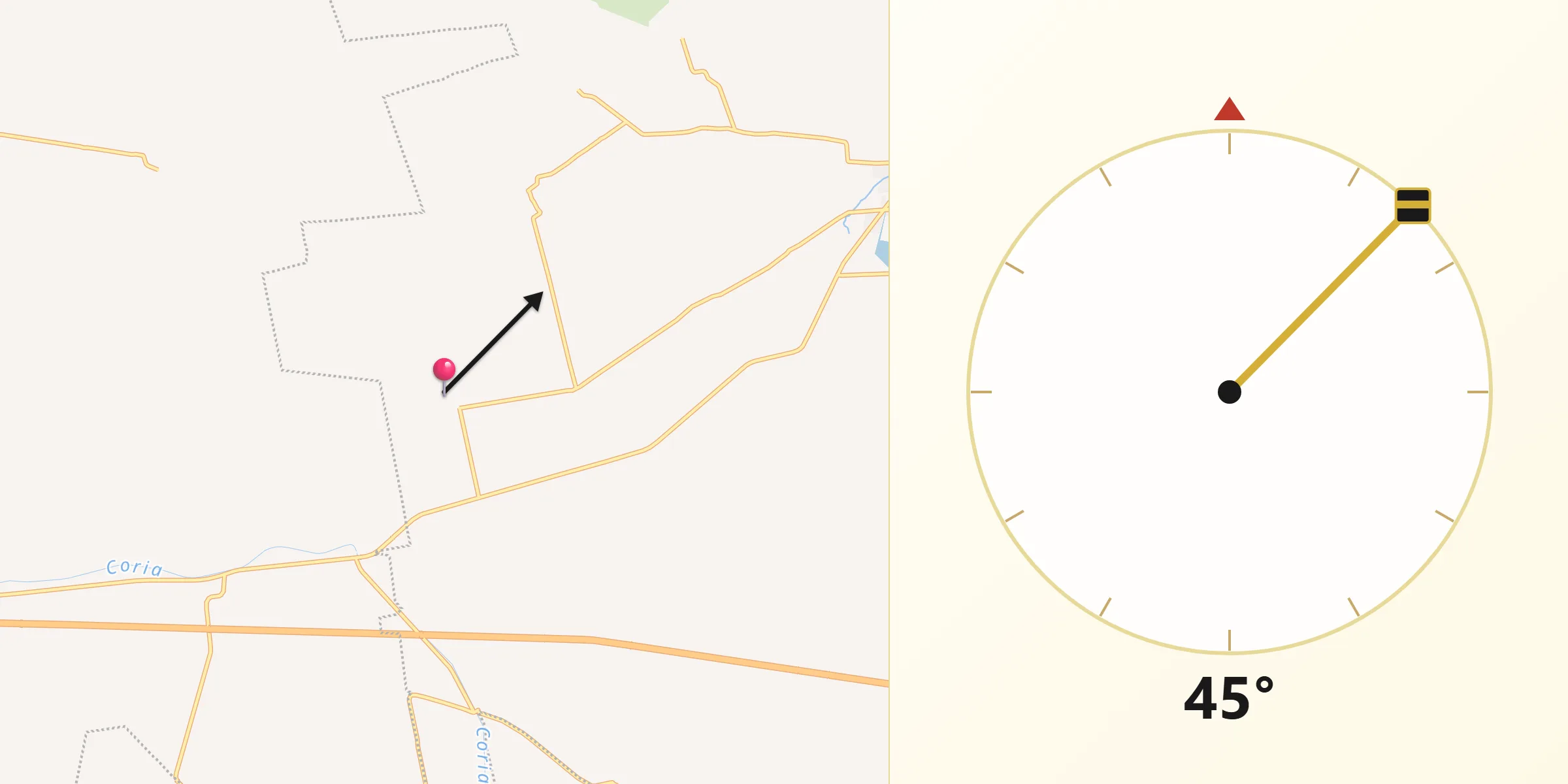 Dirección de la Qibla desde Cerrito de Gasca