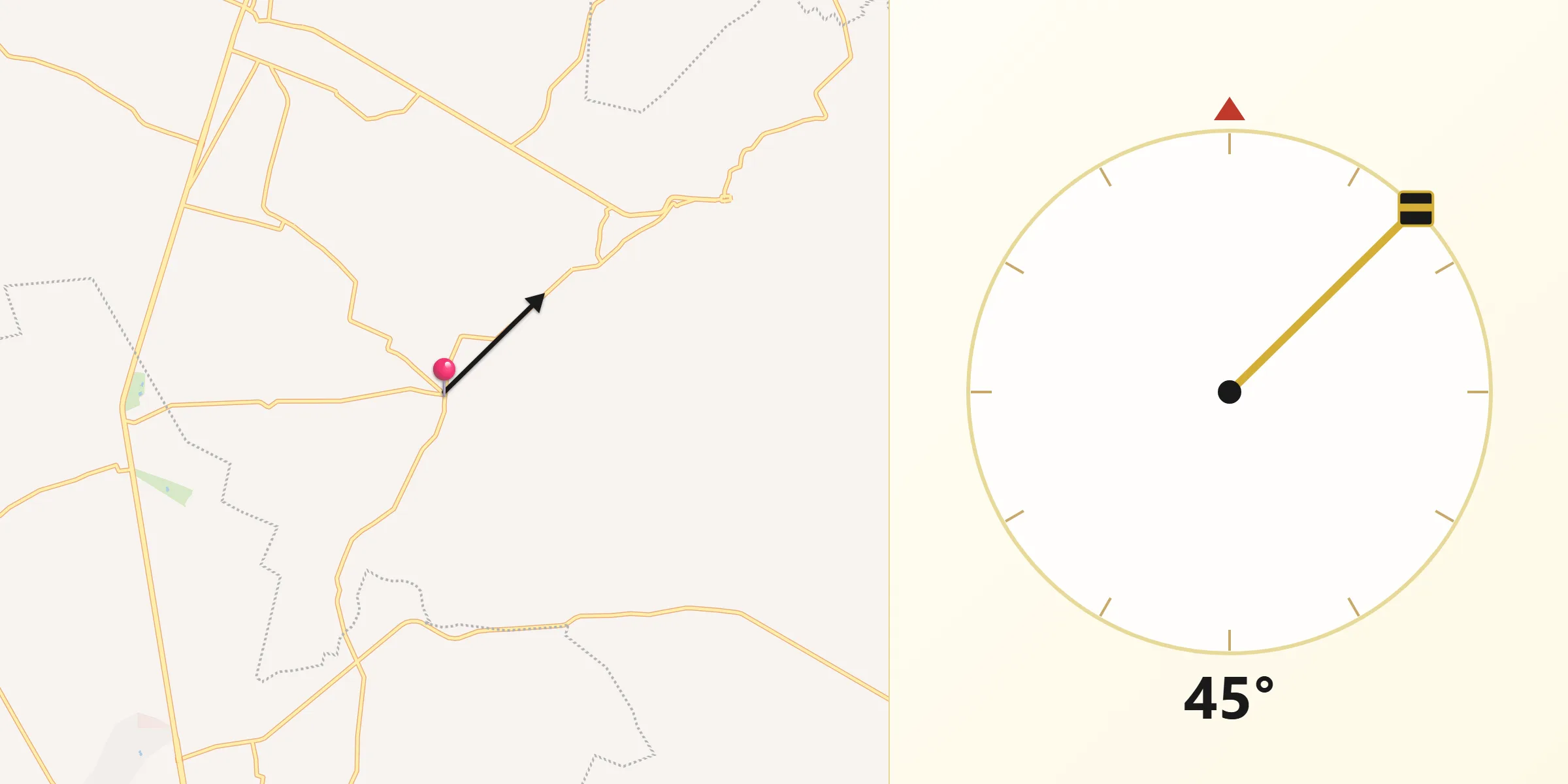Dirección de la Qibla desde El Ciervo