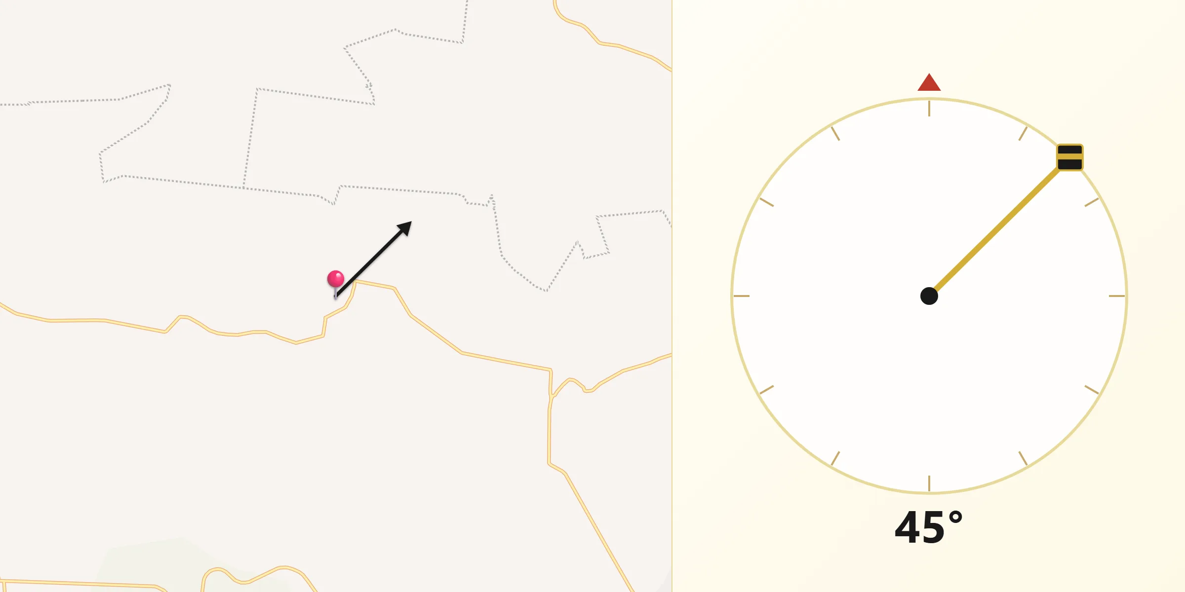 Dirección de la Qibla desde San José de la Laja