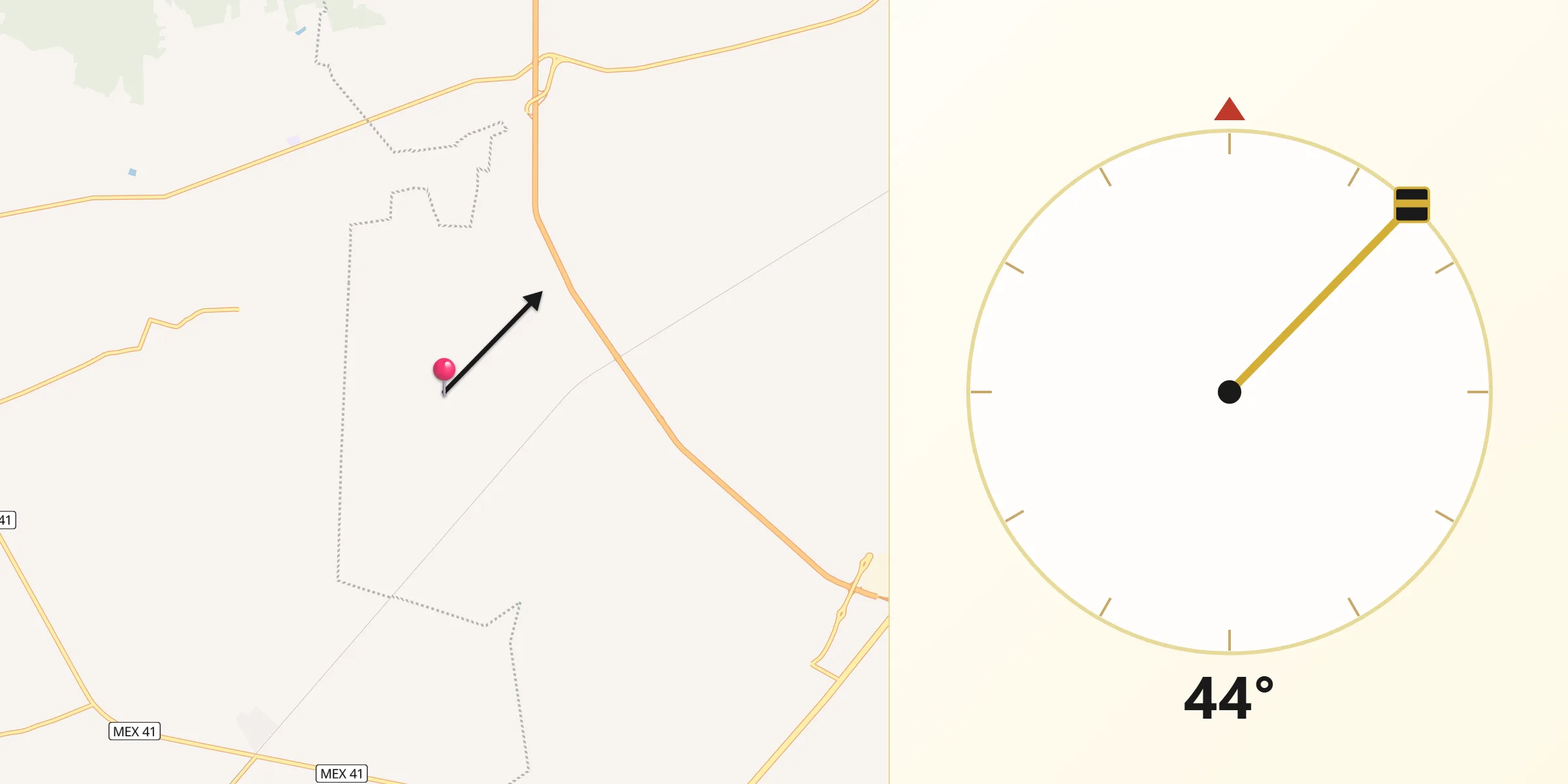 Dirección de la Qibla desde Purísima de Covarrubias