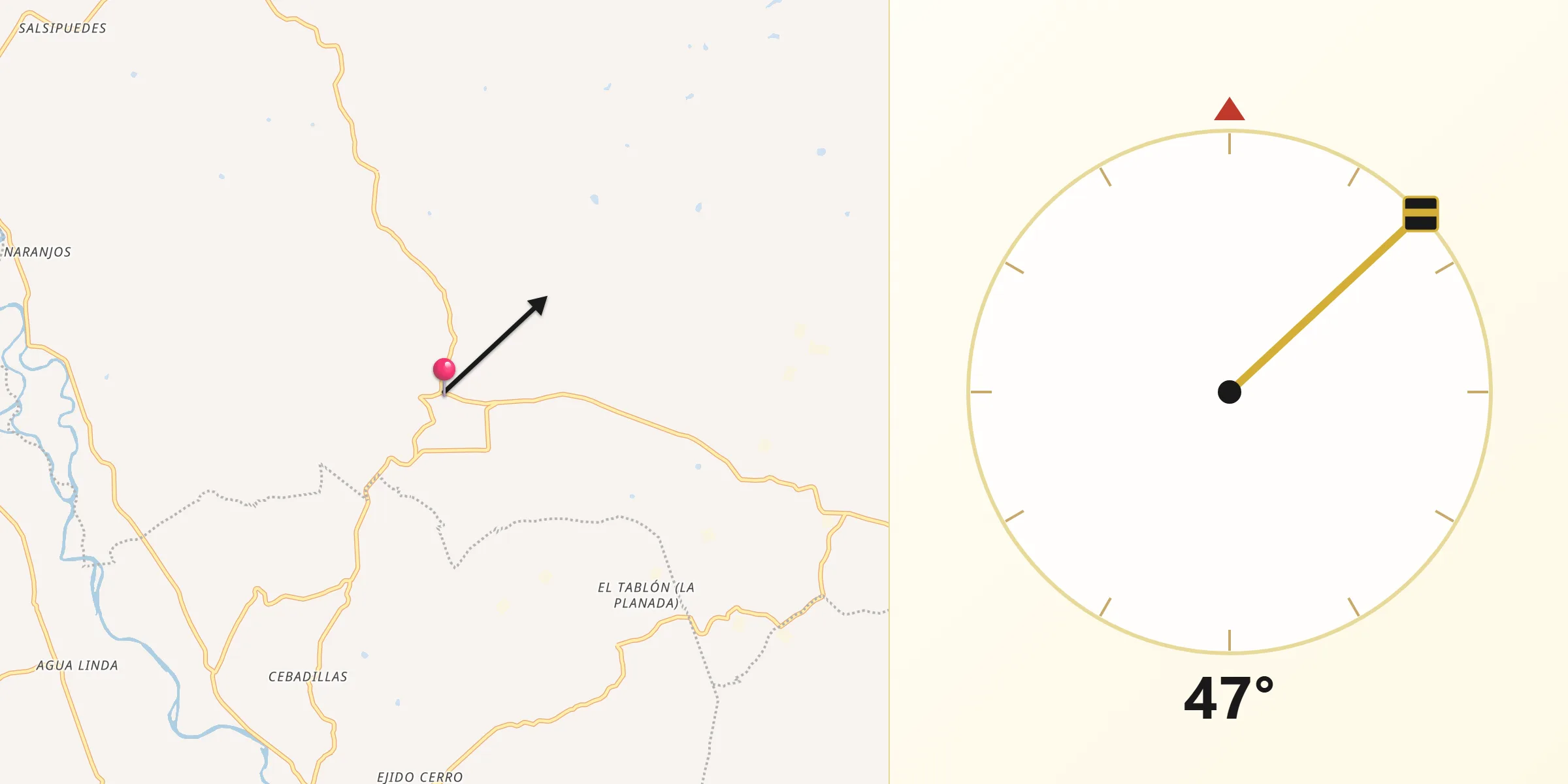 Dirección de la Qibla desde Jaltocan