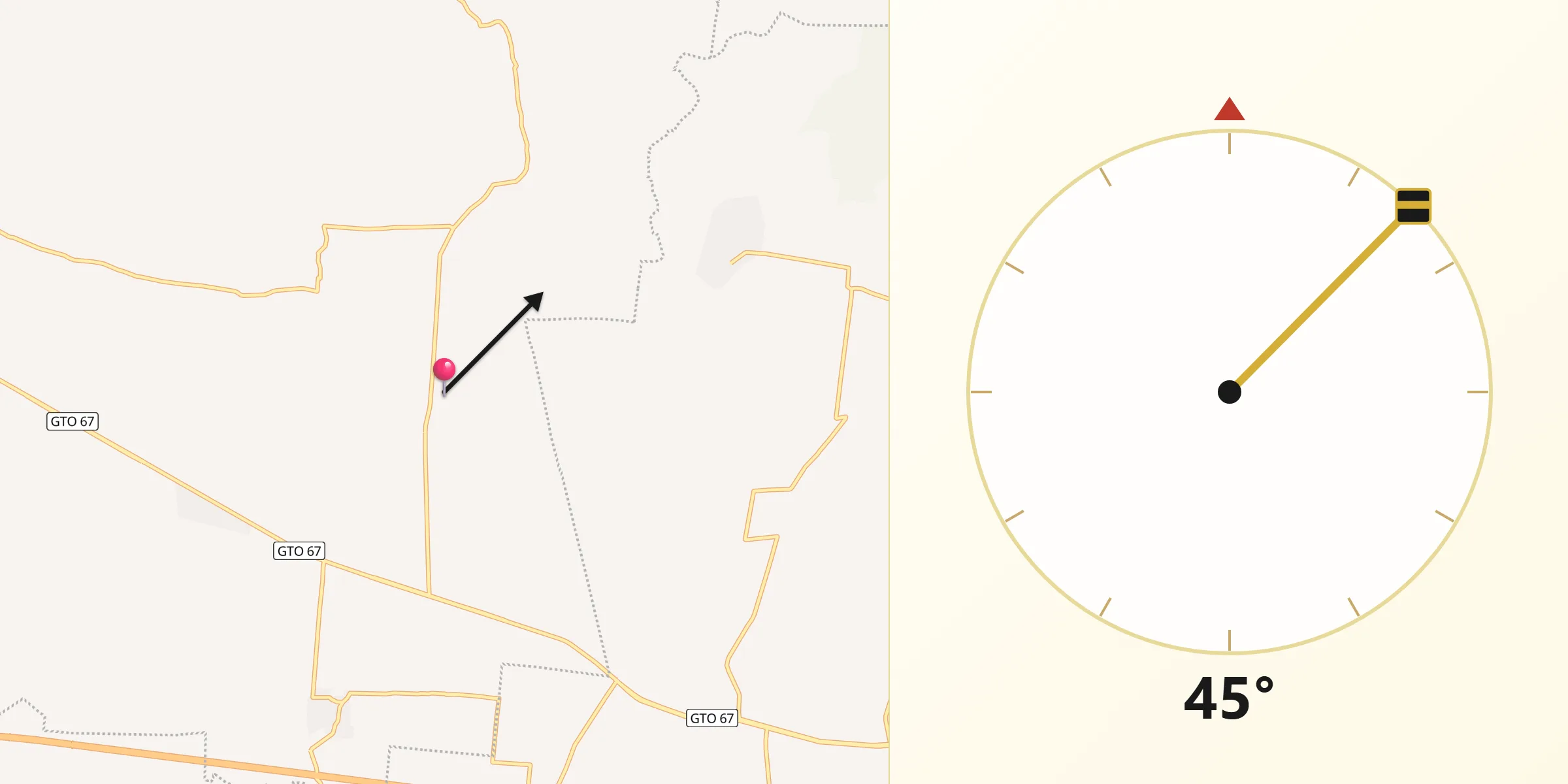 Dirección de la Qibla desde Pozos