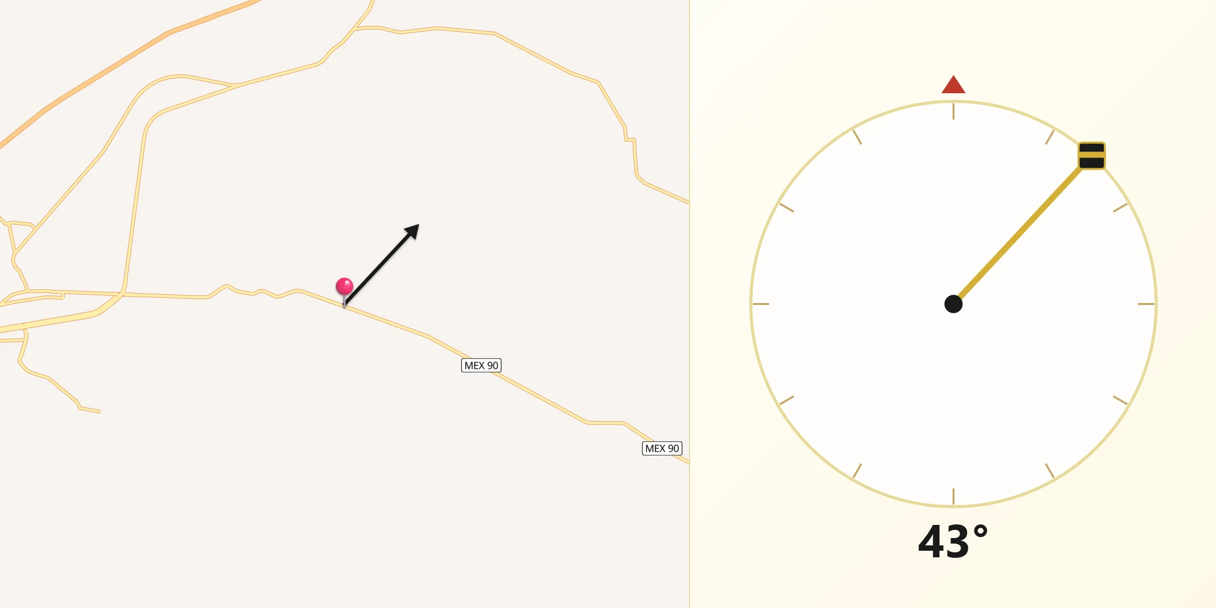 Dirección de la Qibla desde San Joaquín Zorrillos