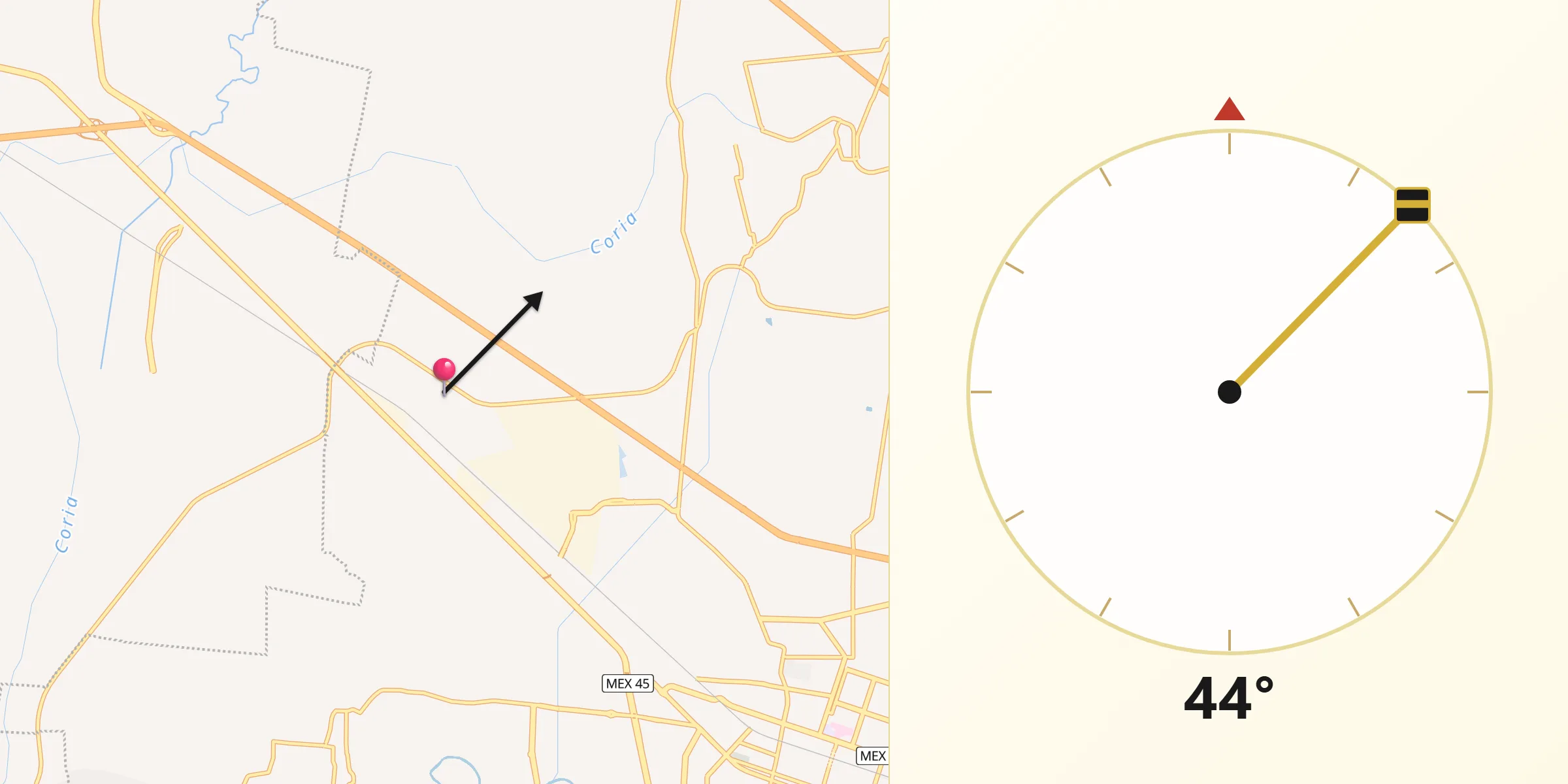 Dirección de la Qibla desde San Vicente de Flores