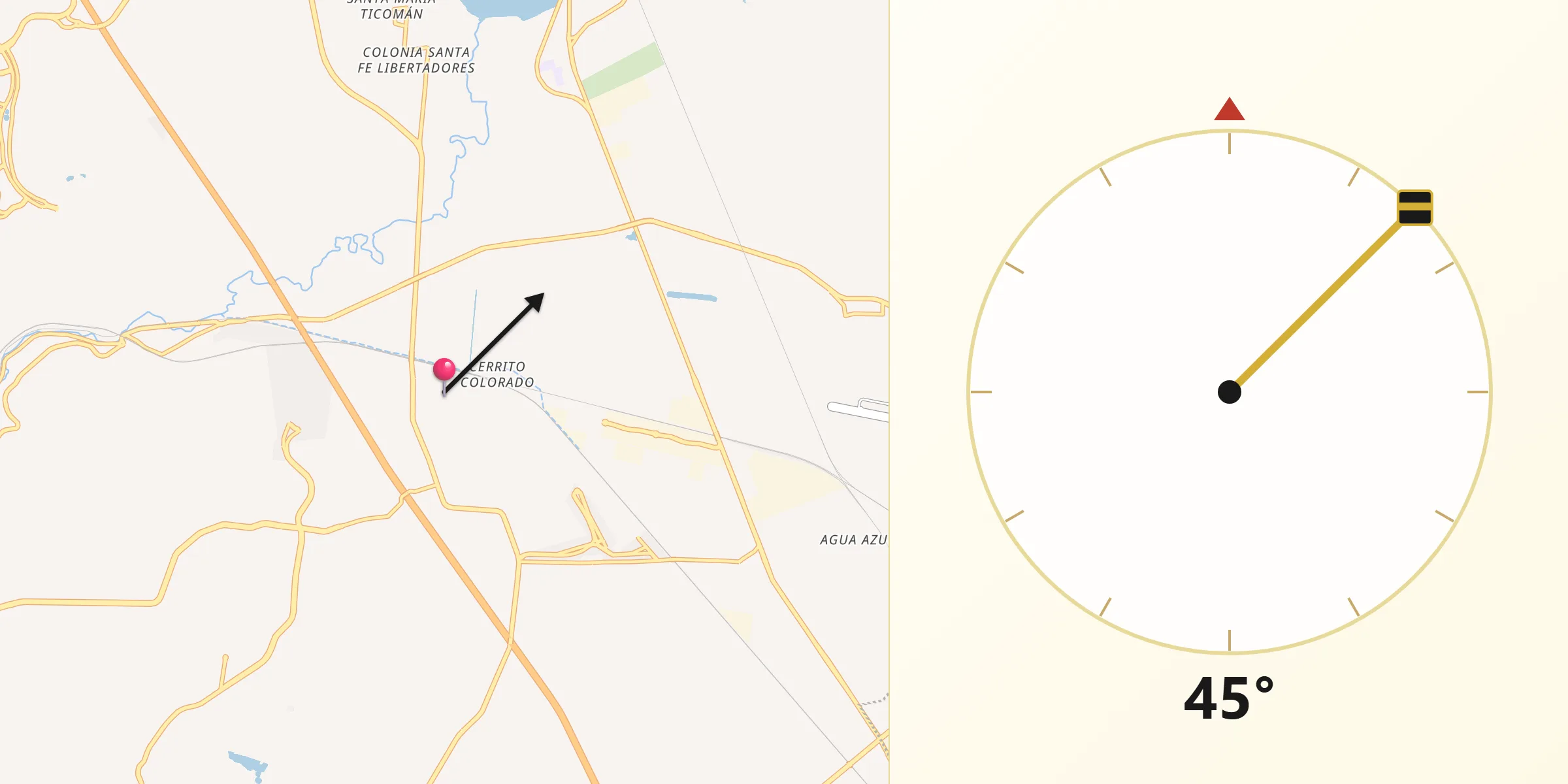 Dirección de la Qibla desde Jesús María