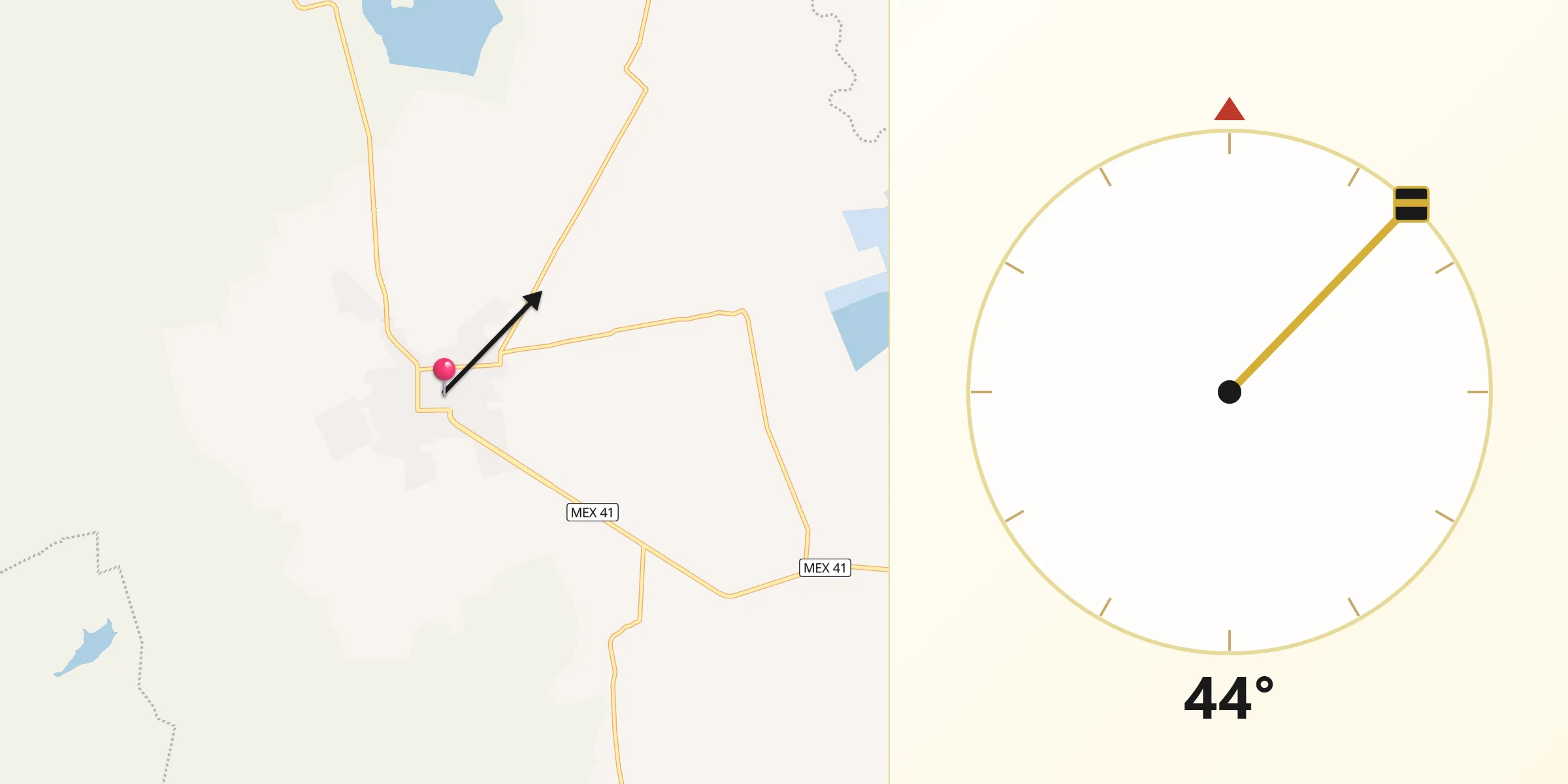 Dirección de la Qibla desde Cuerámaro