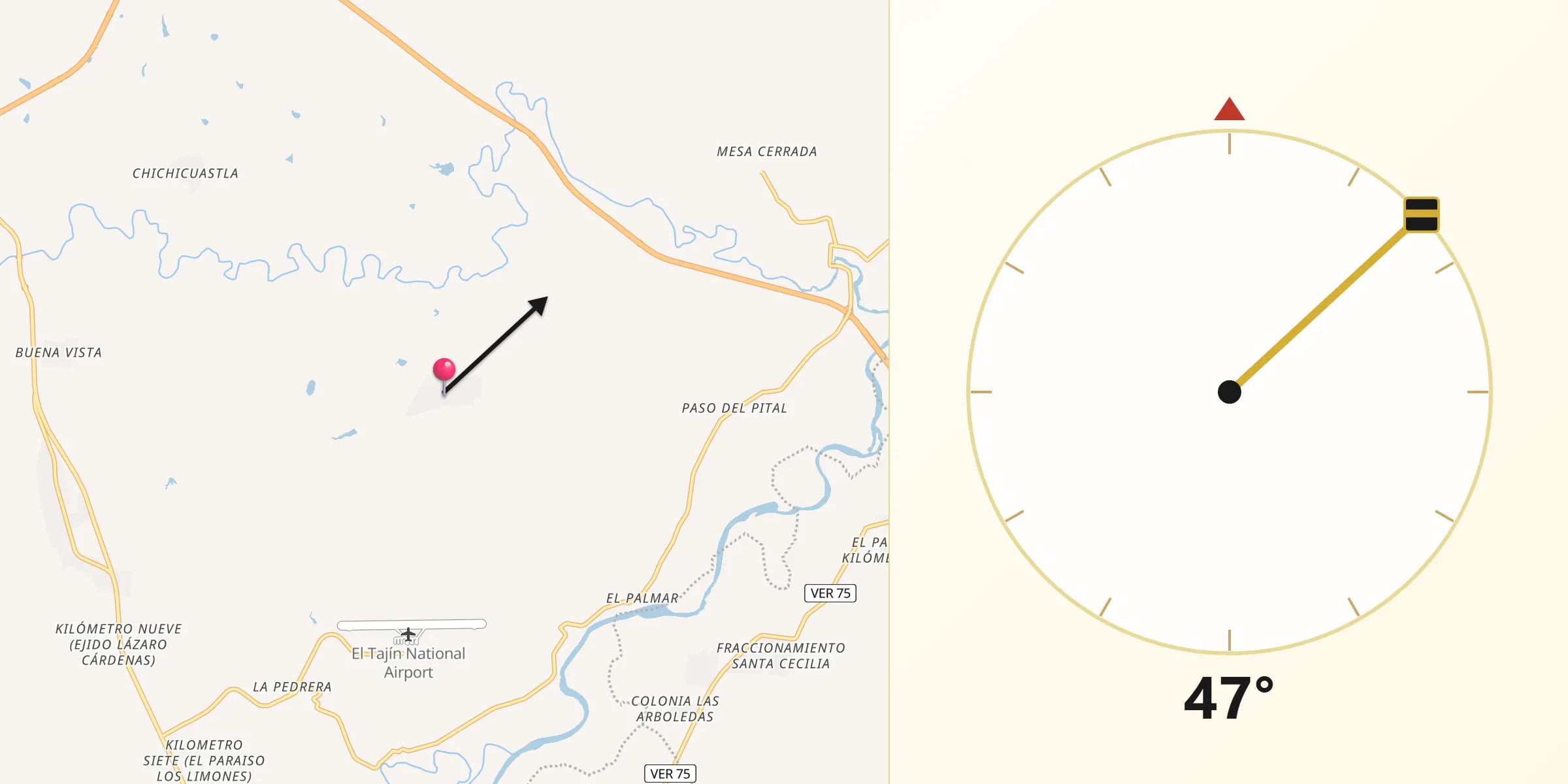 Dirección de la Qibla desde El Águila