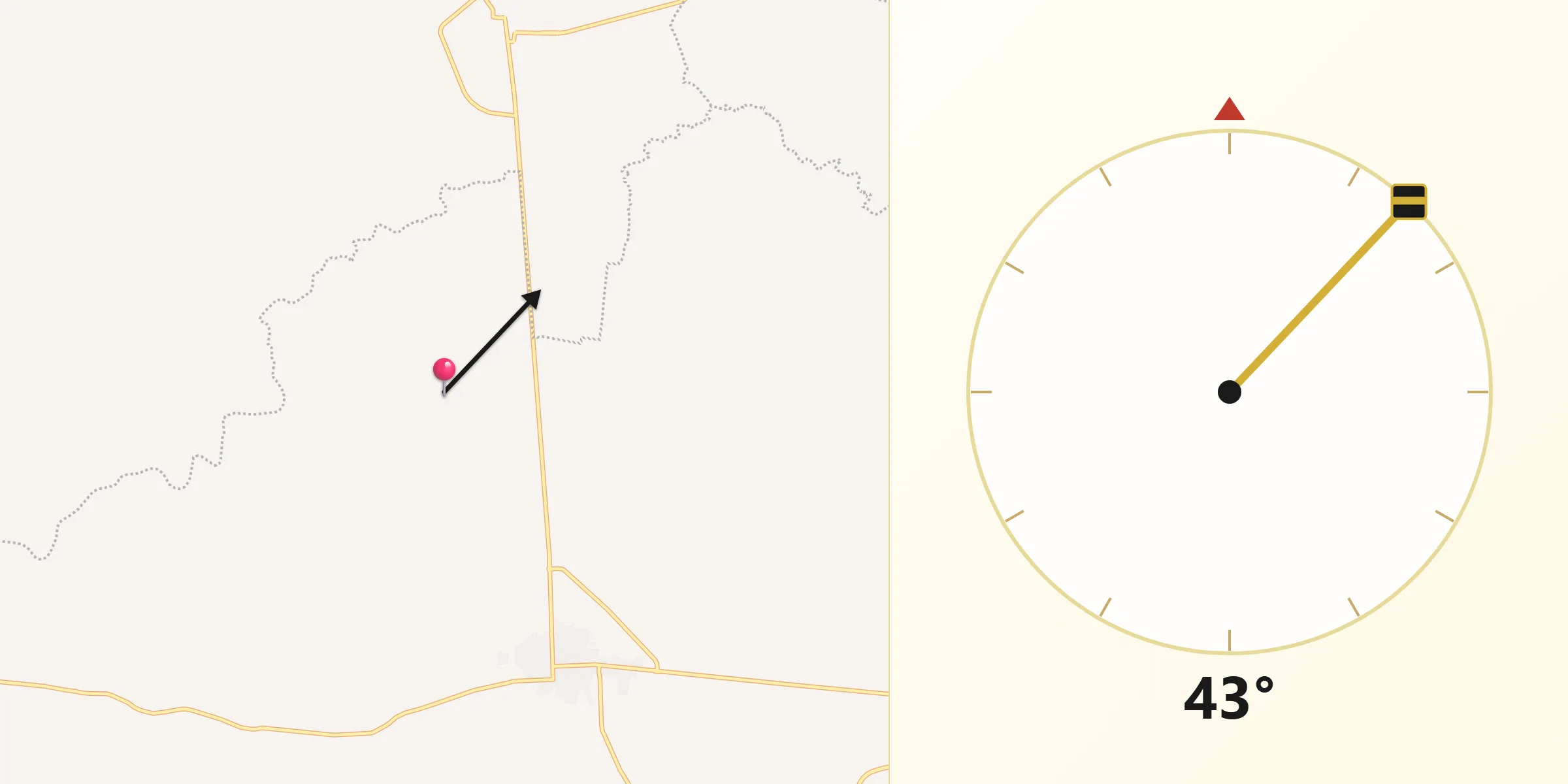 Dirección de la Qibla desde El Refugio de los Altos