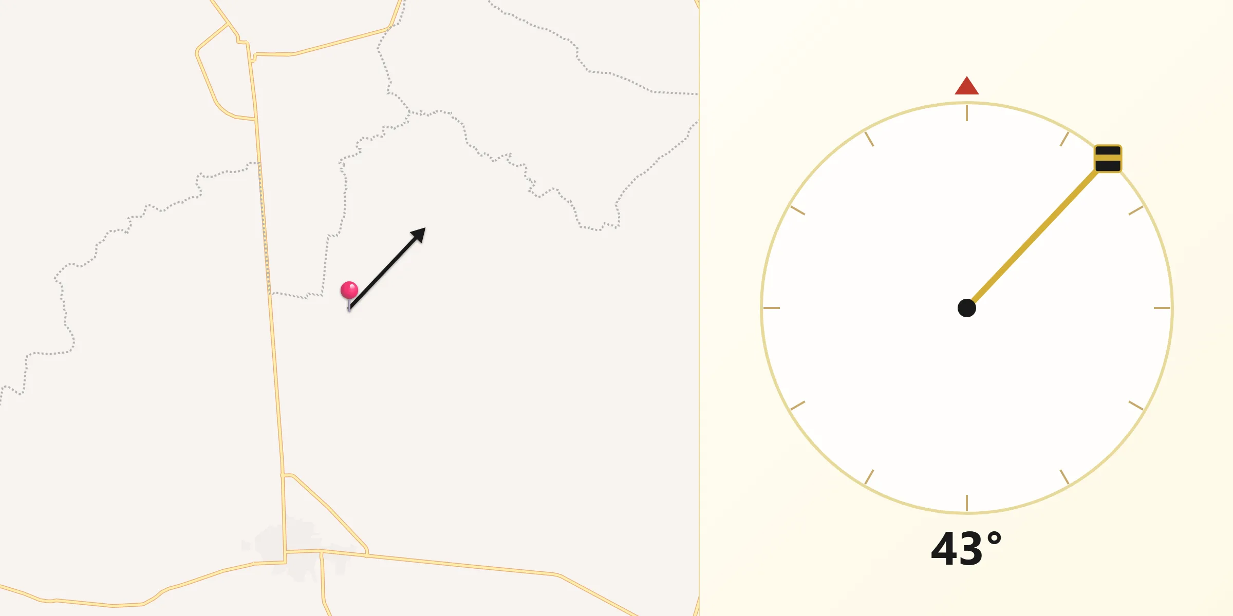 Dirección de la Qibla desde La Soledad