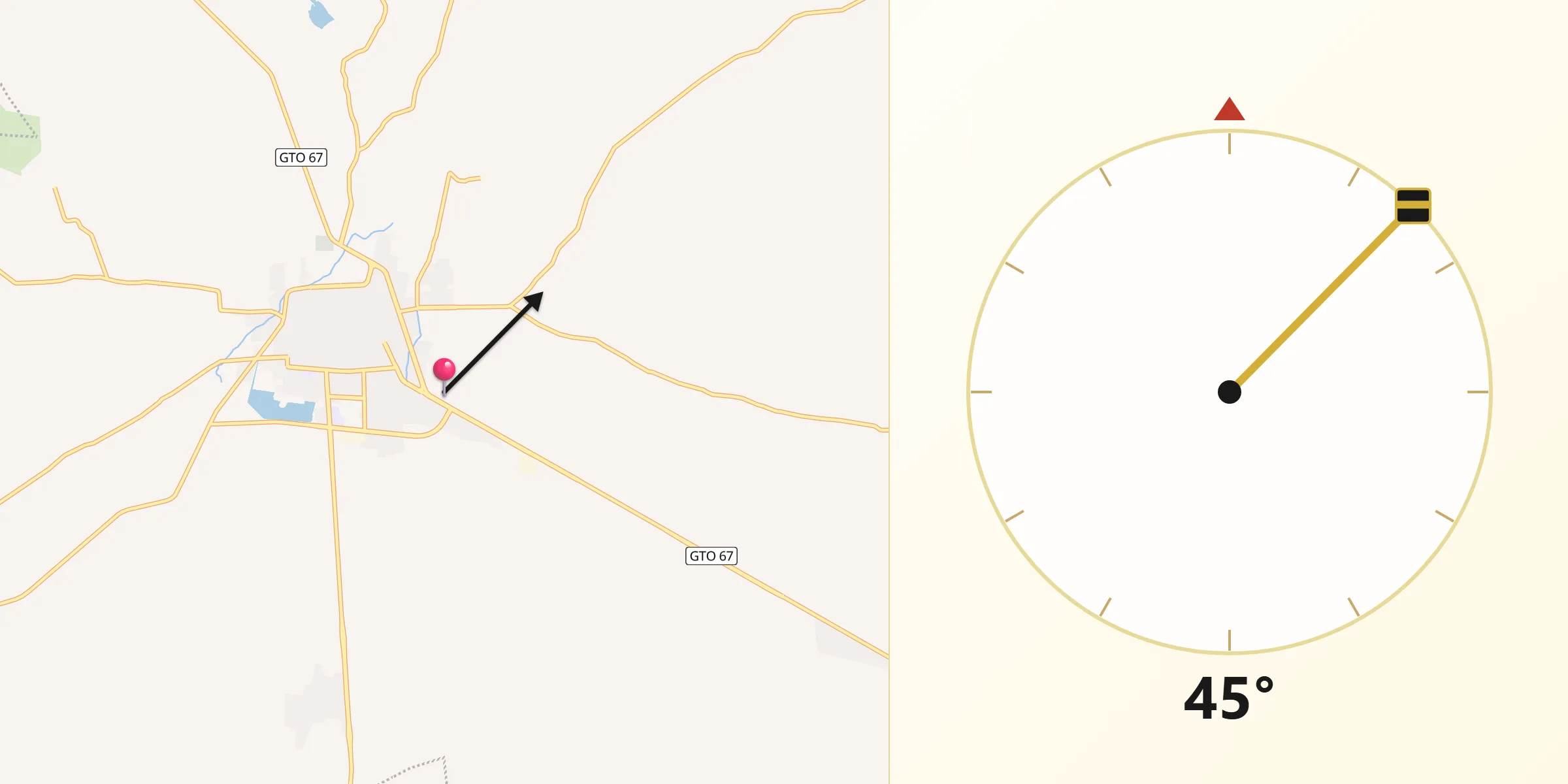 Dirección de la Qibla desde Santa Cruz de Juventino Rosas