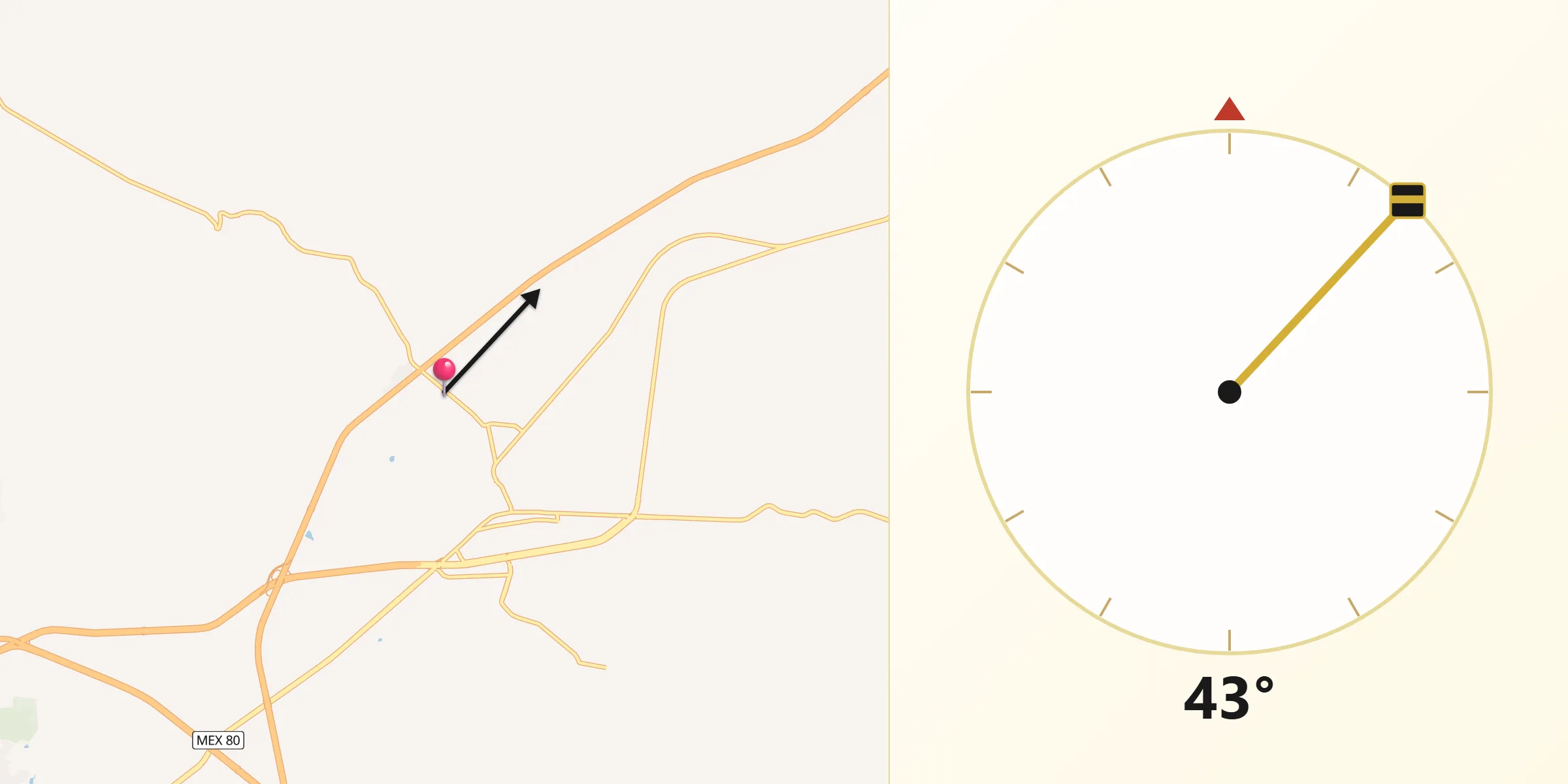 Dirección de la Qibla desde J. Isabel Flores