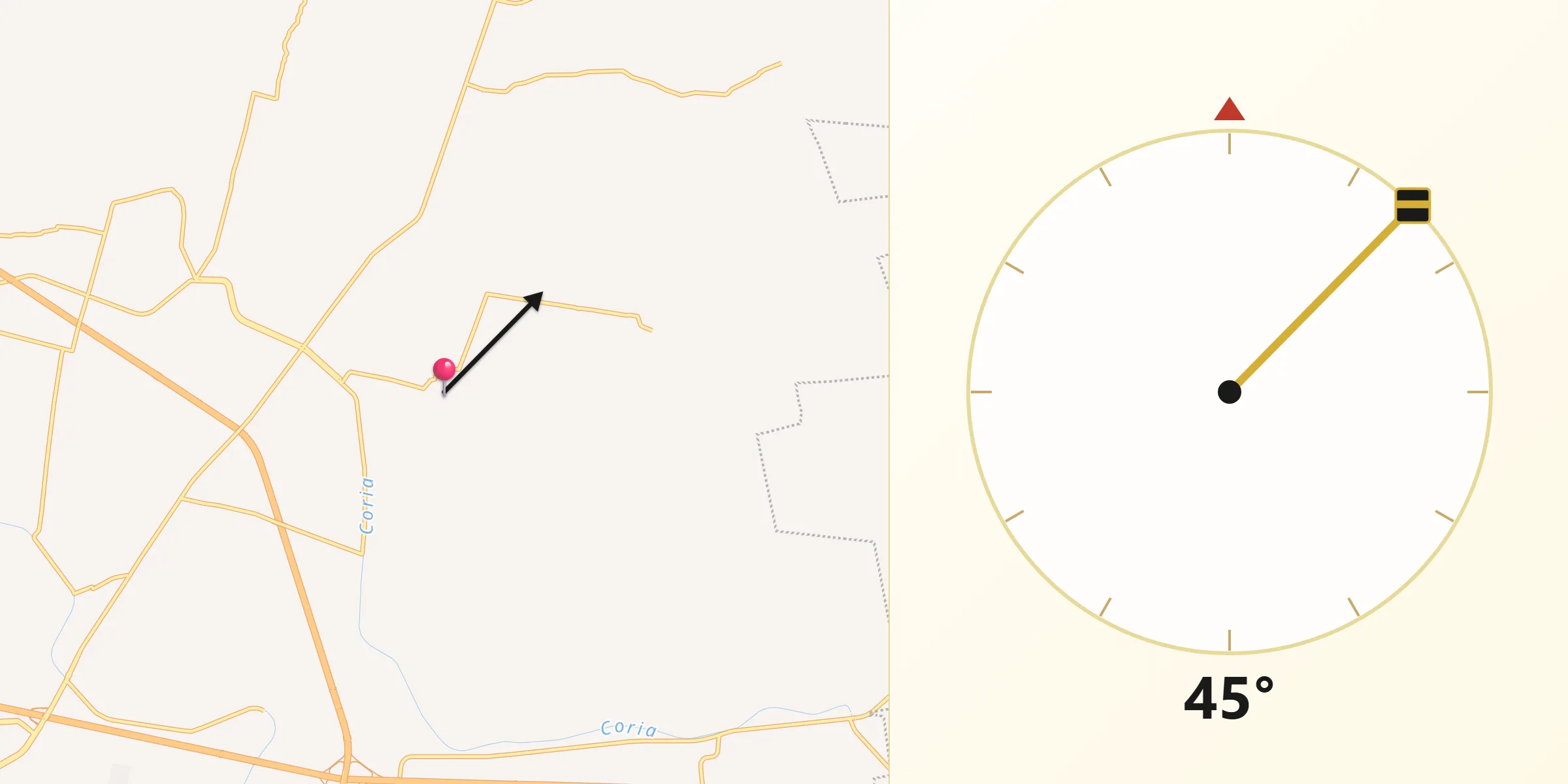 Dirección de la Qibla desde El Recuerdo de Ancón (Xoconoxtle de Arriba)