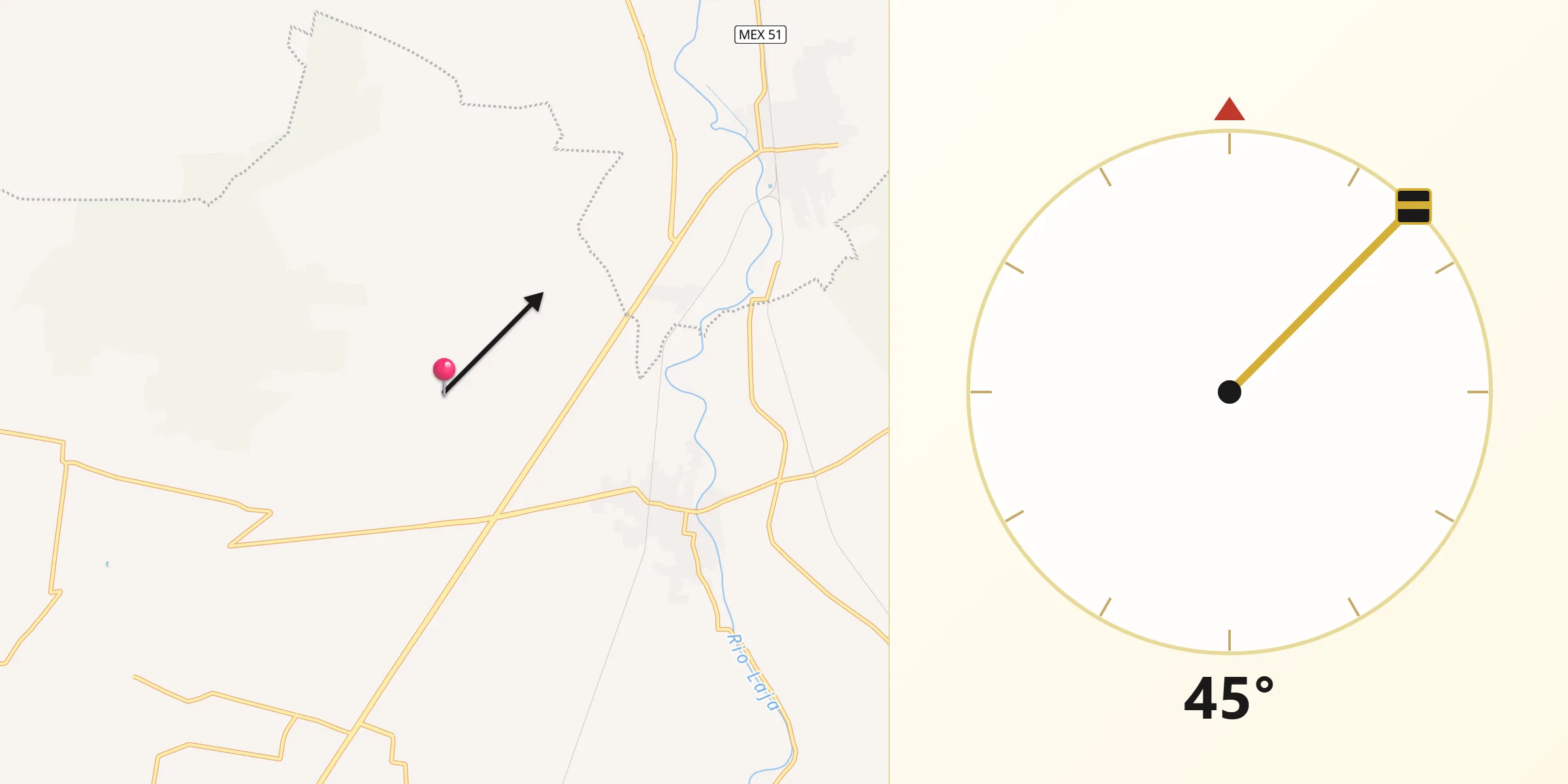 Dirección de la Qibla desde Presa Blanca