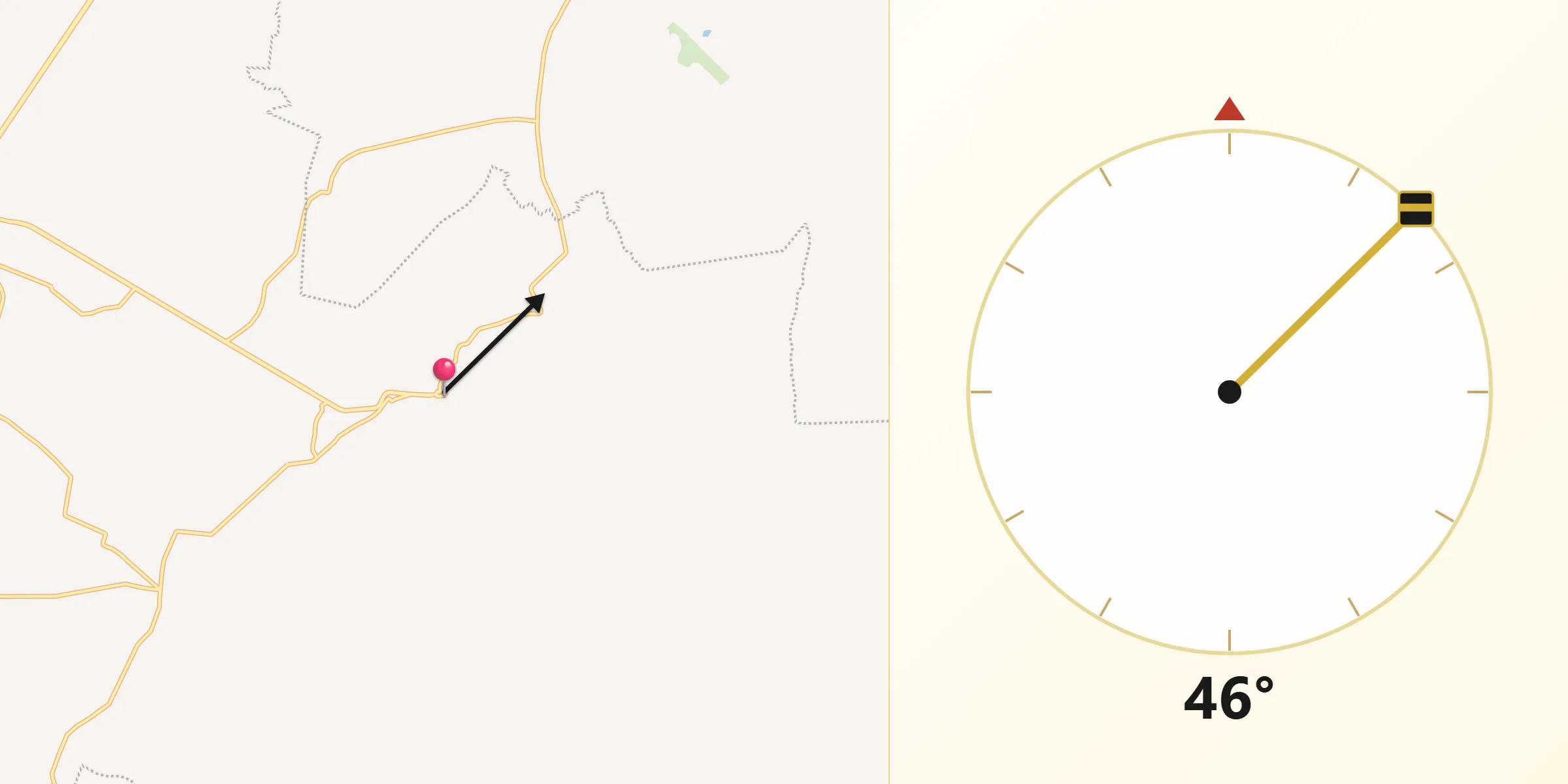 Dirección de la Qibla desde Villa Progreso