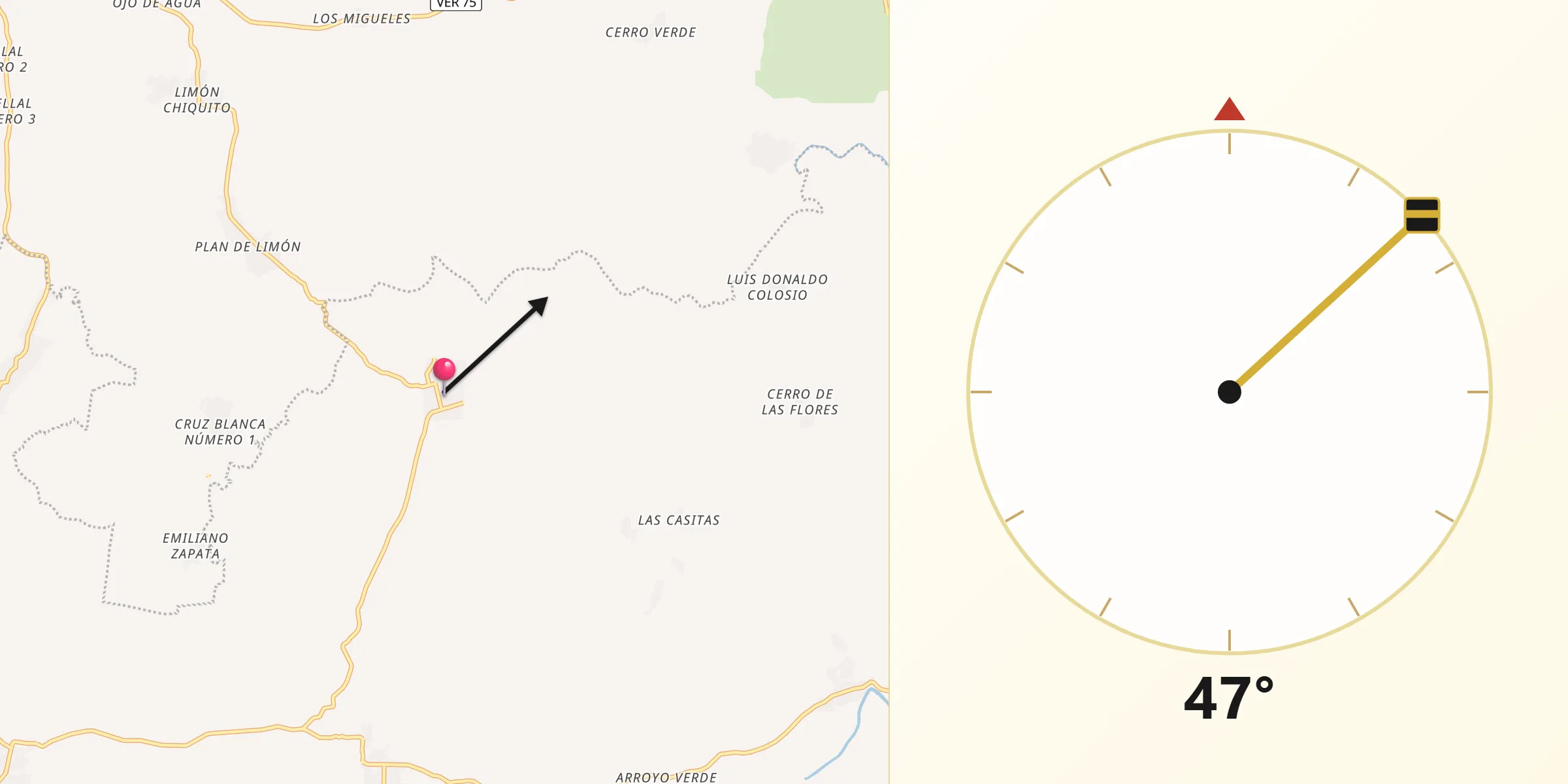 Dirección de la Qibla desde El Volador